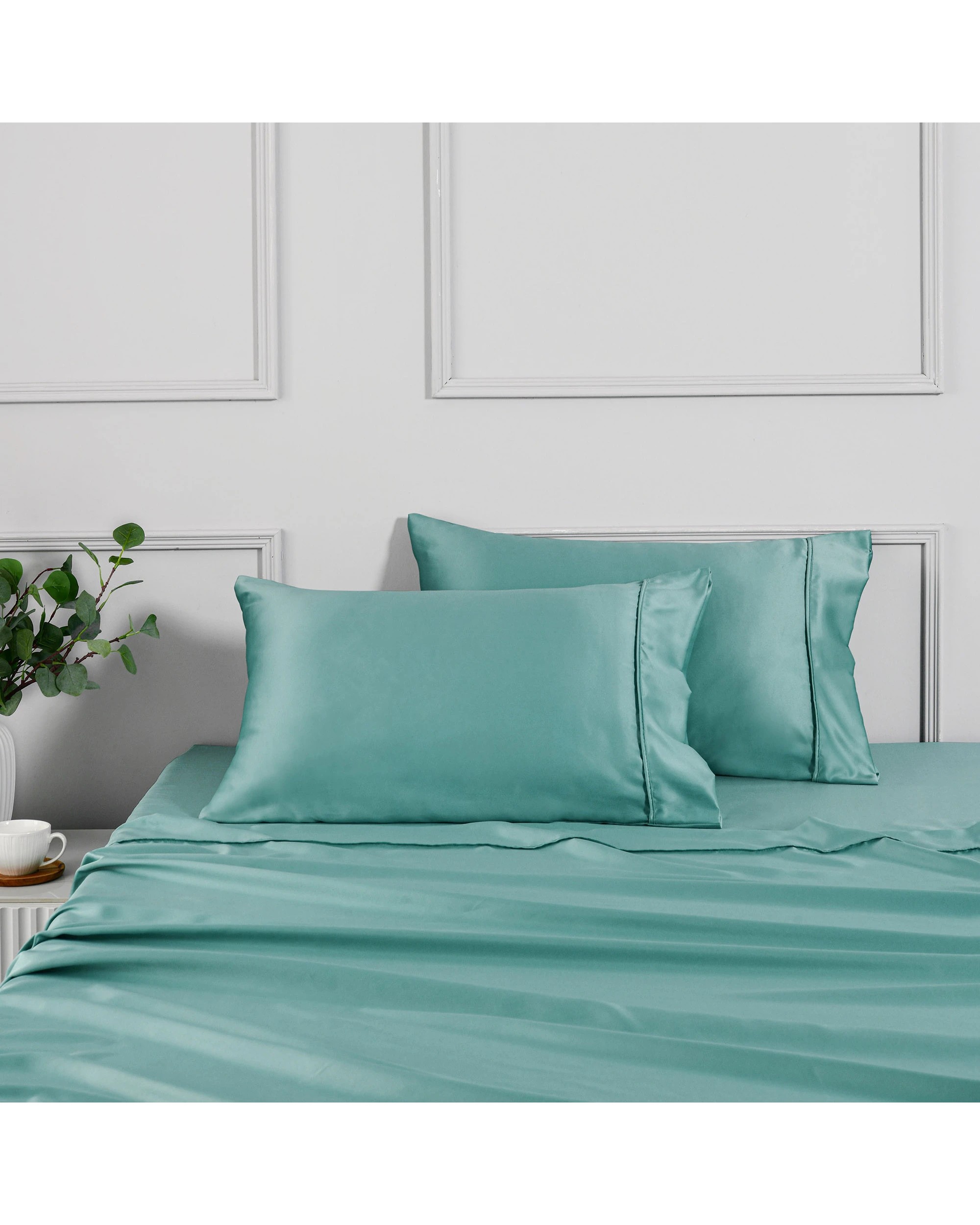 1 Dreamaker Matte Satin Standard Pillowcase Twin Pack - Duckegg, 1 of 6