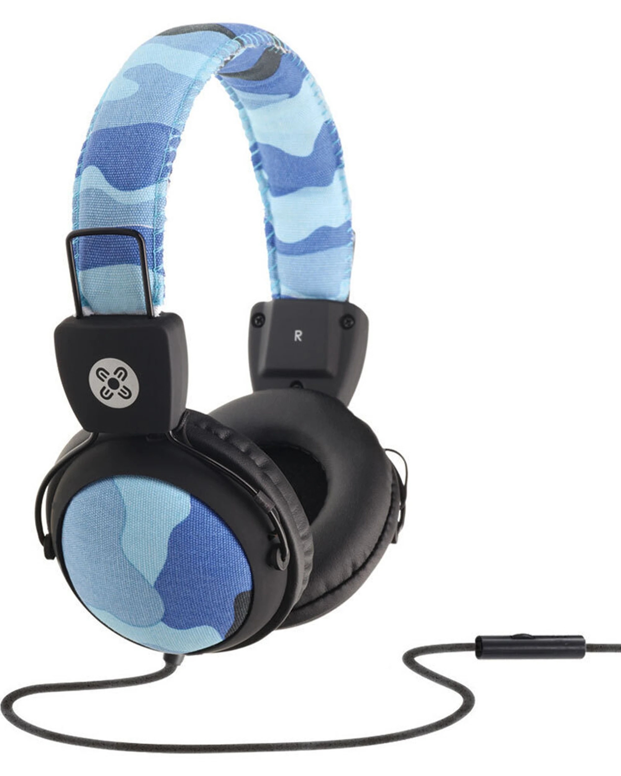 1 Moki Camo Headphones With In-Line Mic Adjustable - Blue, 1 of 1
