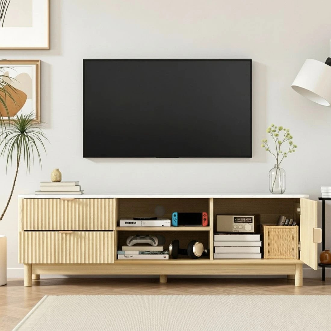 6 Artiss TV Unit Entertainment Unit Storage Drawer Shelf 150cm
 - brown, 6 of 10