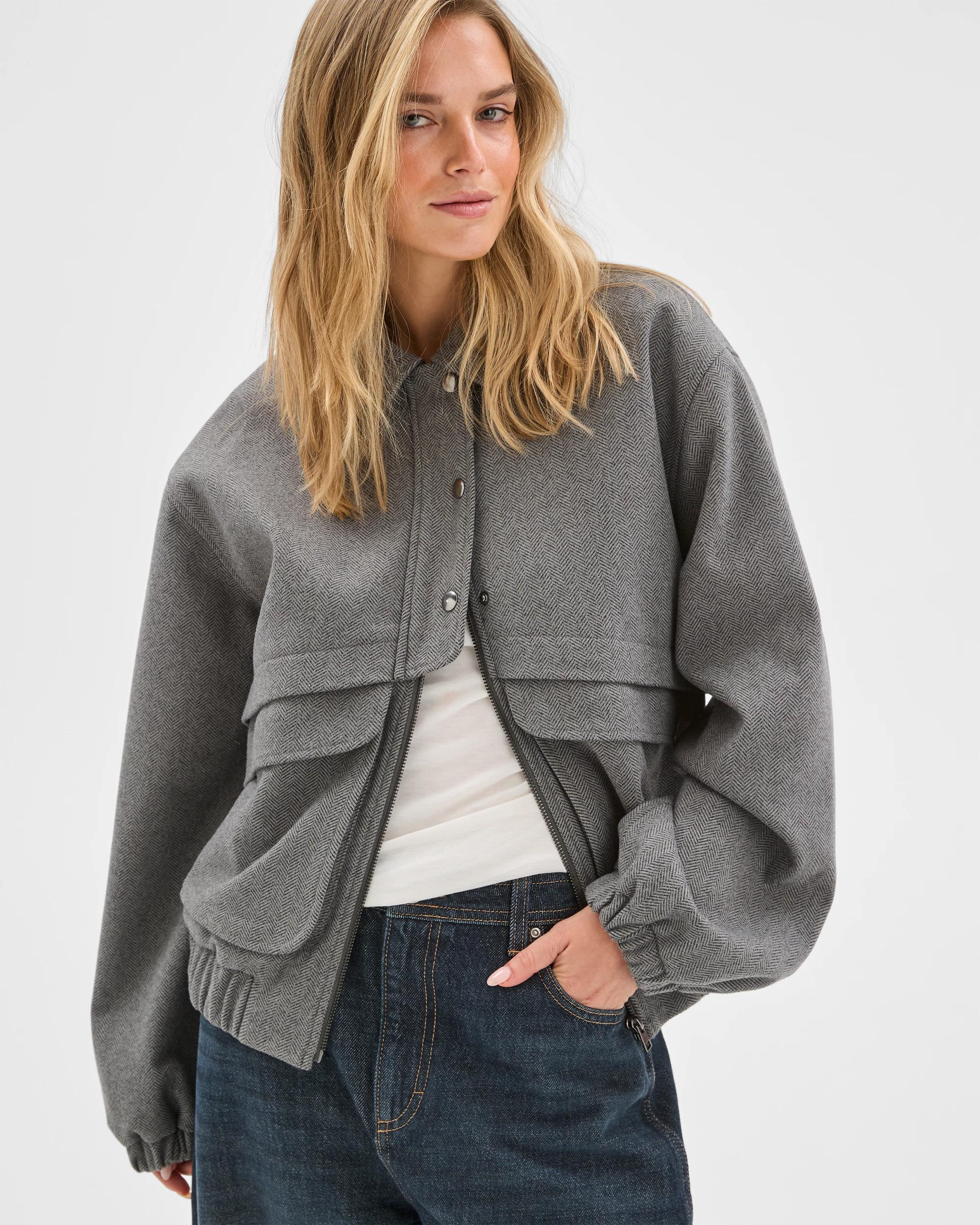 3 Lily Loves Bomber Jacket HERRINGBONE, 3 of 7