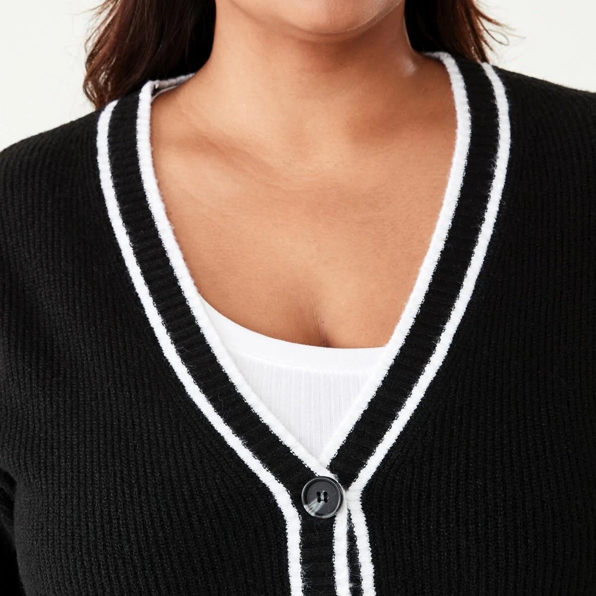 6 Curve Button Cardigan Black, 6 of 7