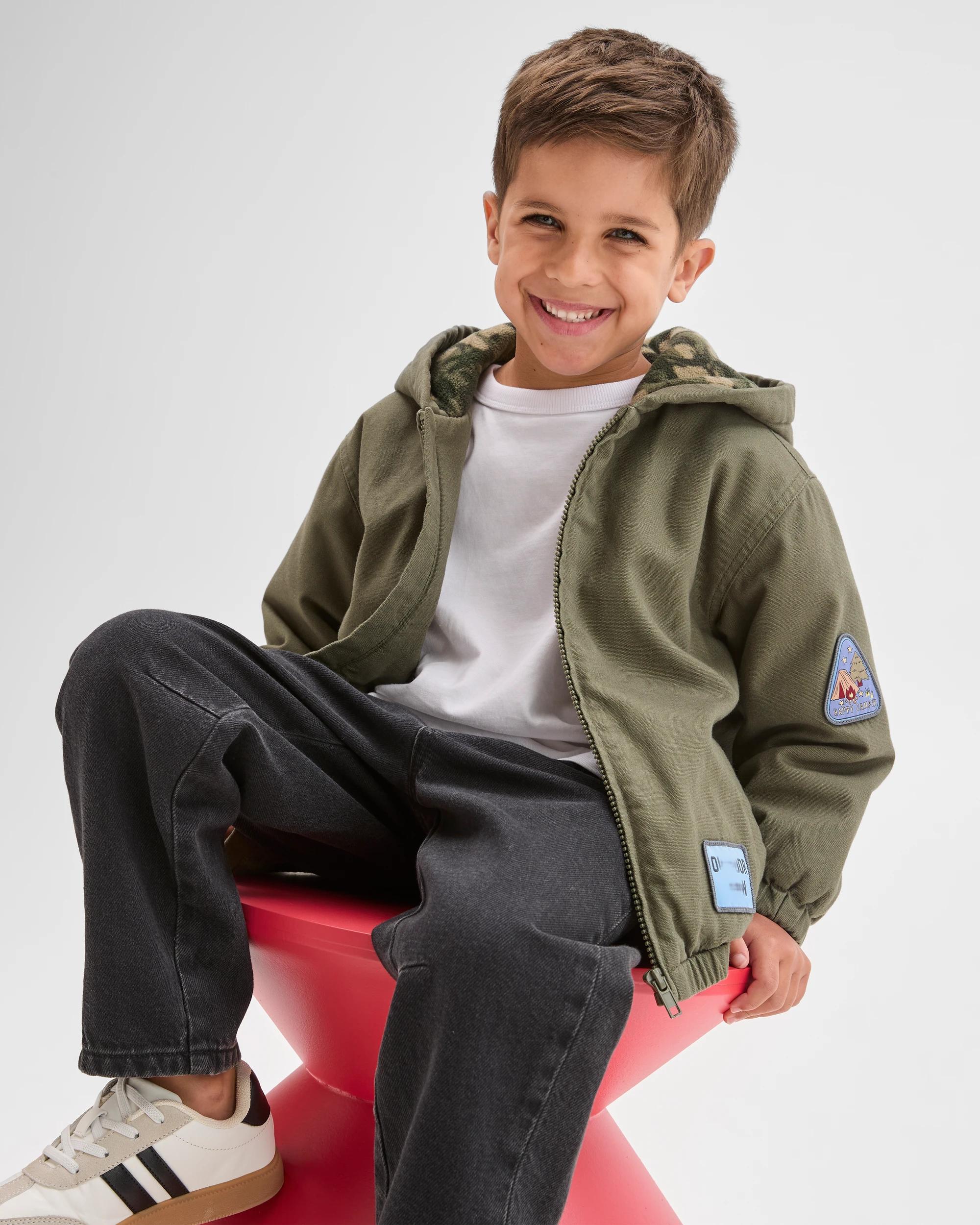 1 Target Kids Hooded Bomber Jacket KHAKI, 1 of 7