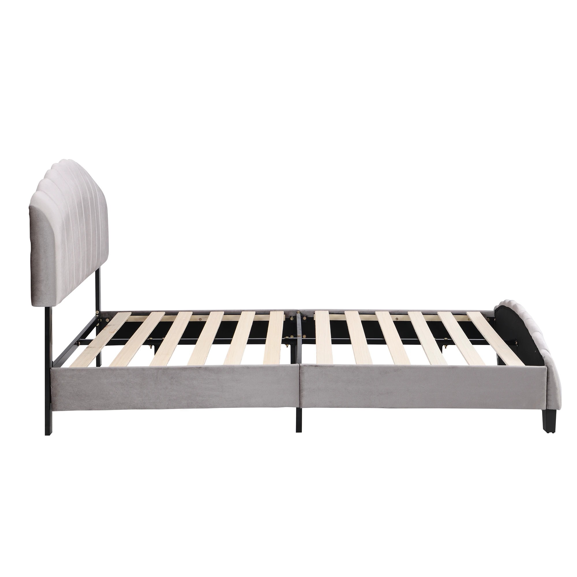 3 IHOMDEC BEF04 Queen Size Bed Frame Base - Grey - Grey, 3 of 10