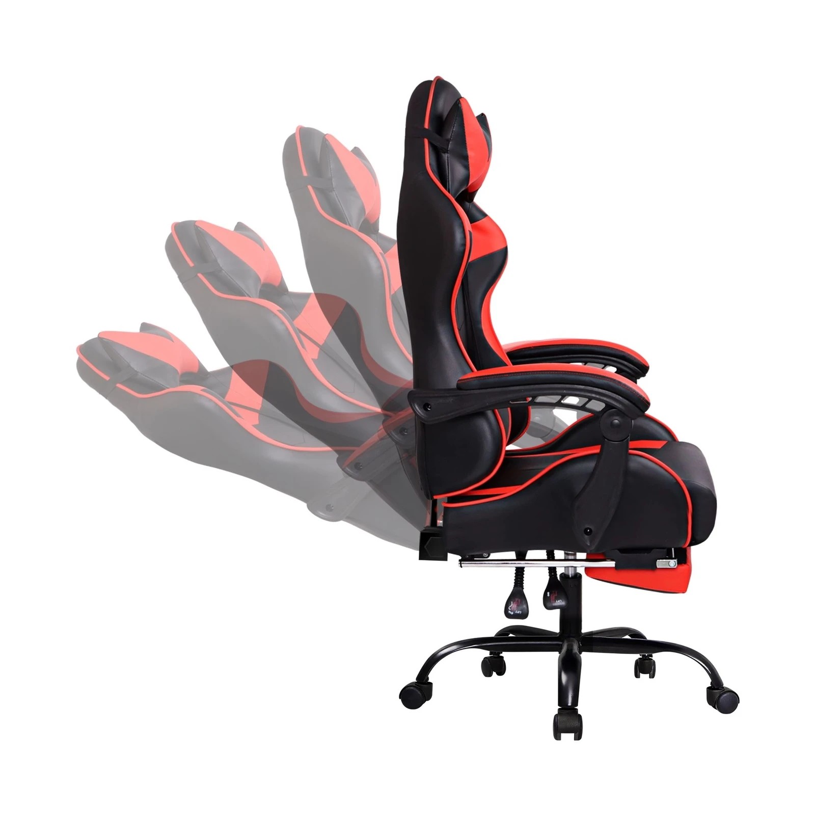 7 Alfordson Gaming Chair Office Executive Racing Footrest Seat PU Leather - Red, 7 of 10