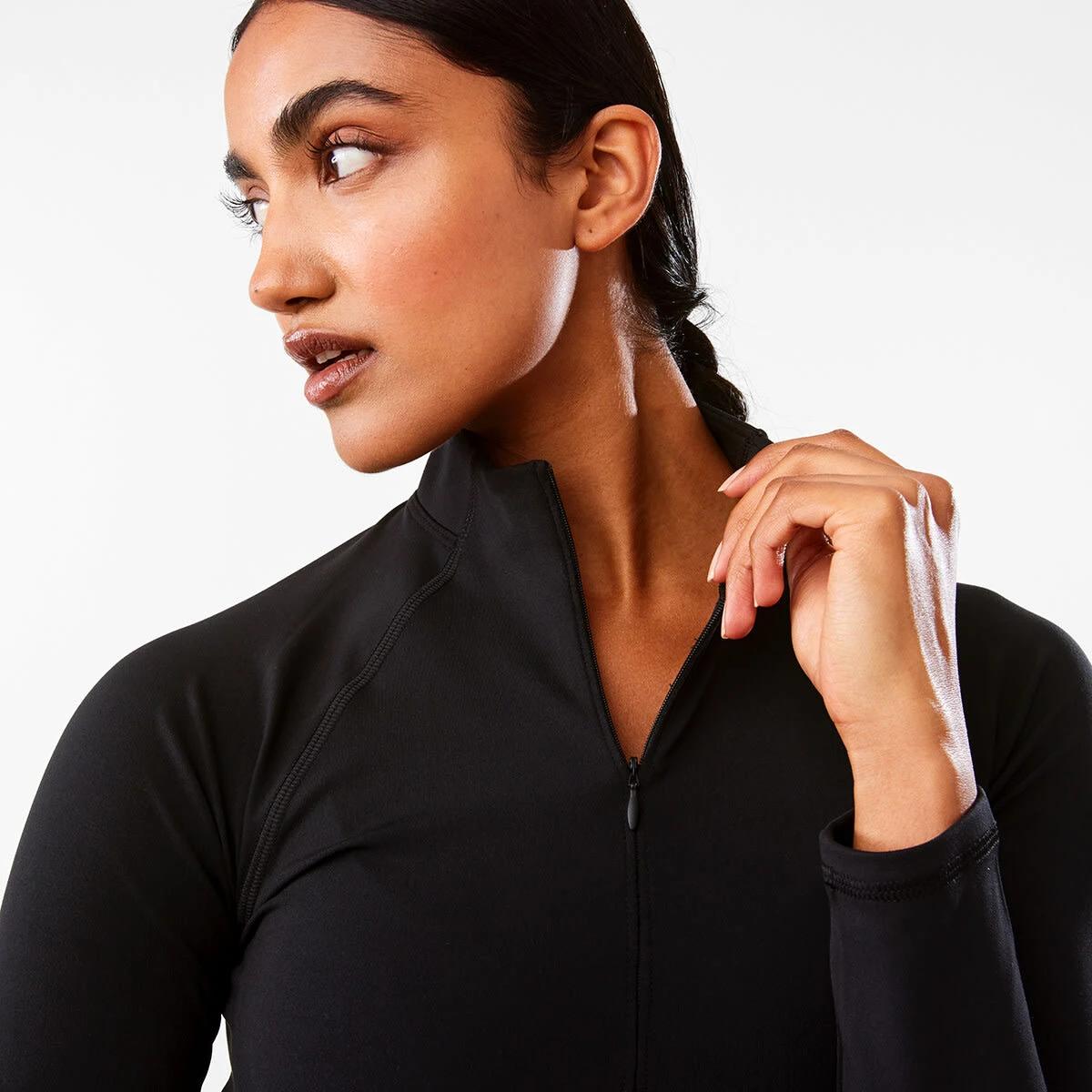 7 Active Womens Long Sleeve 1/4 Zip Ultrasoft Top BLACK, 7 of 10