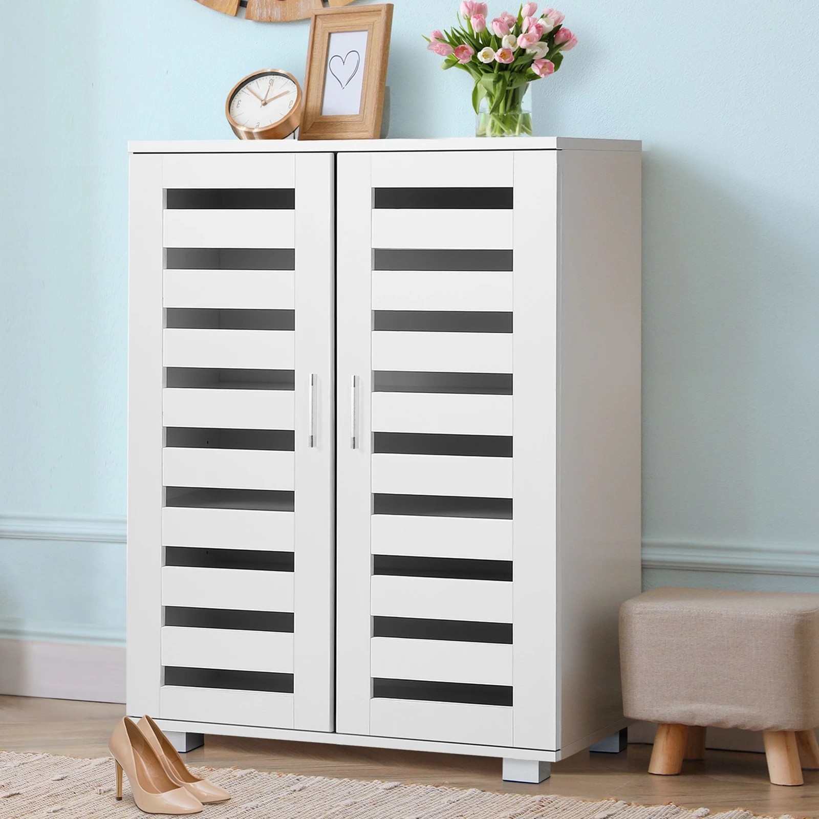 8 Alfordson Shoe Cabinet Organiser Storage Rack Drawer Shelf 21 pairs - White, 8 of 10