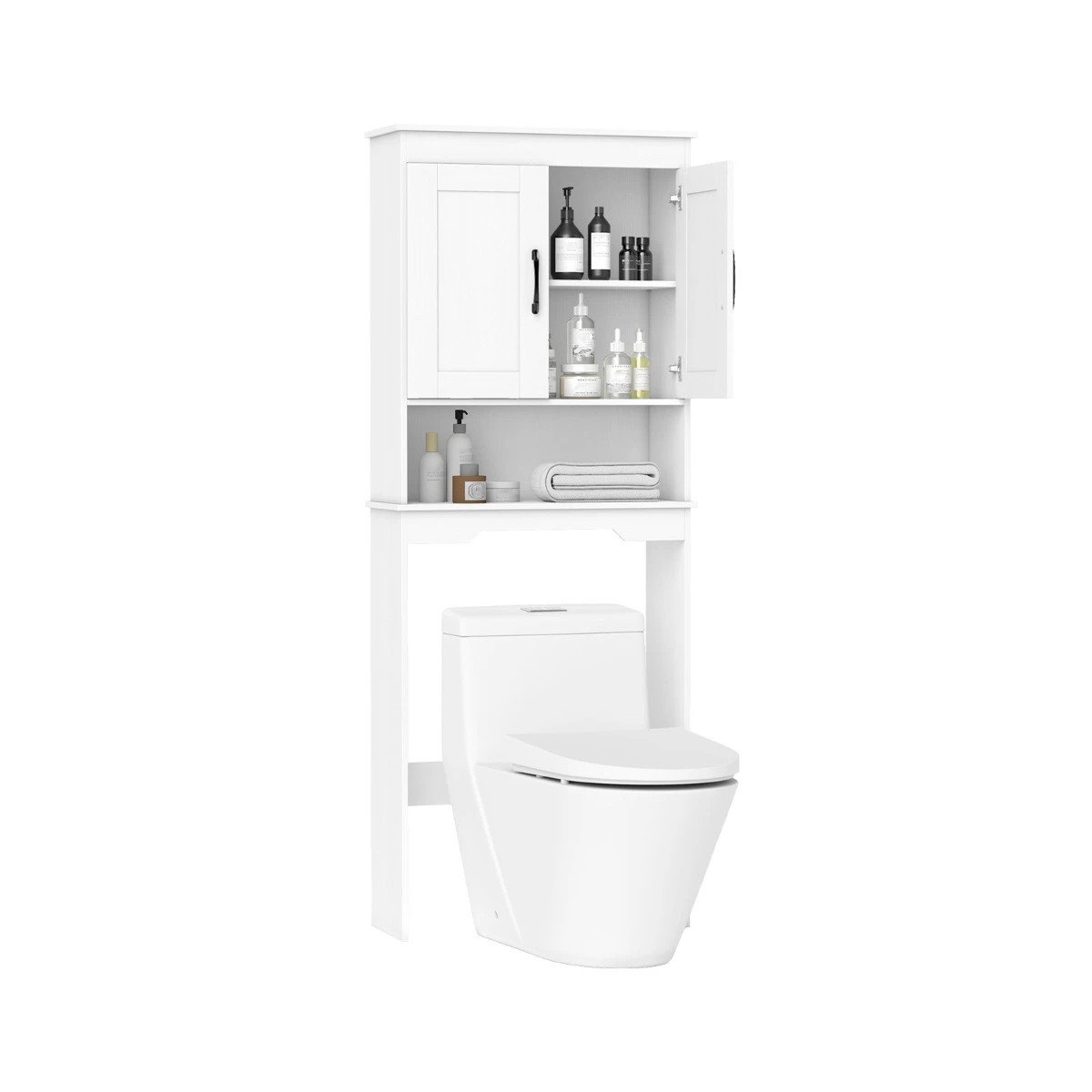 3 Costway Over Toilet Storage Cabinet Adjustable Bathroom Rack Space Saver, 3 of 4