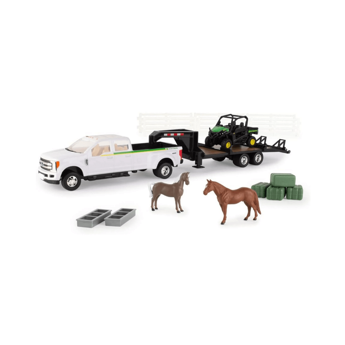 2 TOMY John Deere RSX860i Gator Hauling Set With Ford Pickup And Trailer Plus Horses and Yards 1:32 Scale Toy Set, 2 of 2