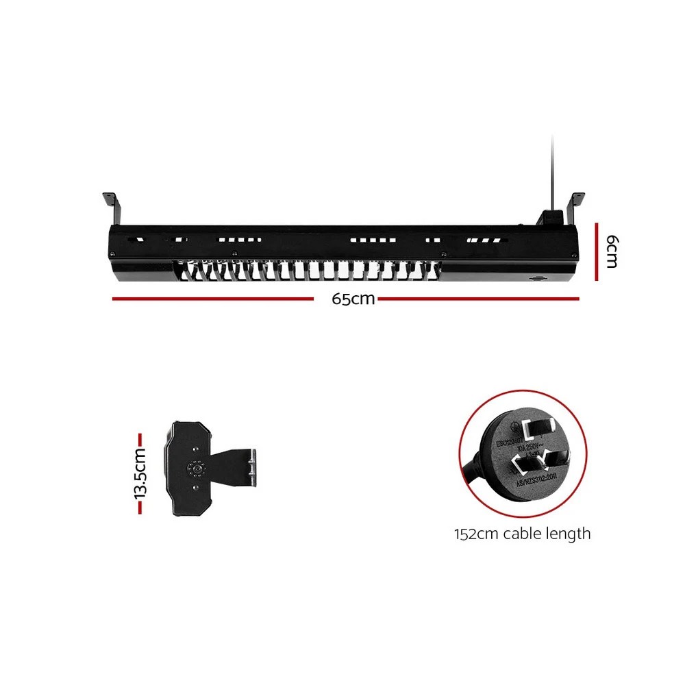 2 Devanti Electric Strip Heater Radiant Heaters - Black, 2 of 6