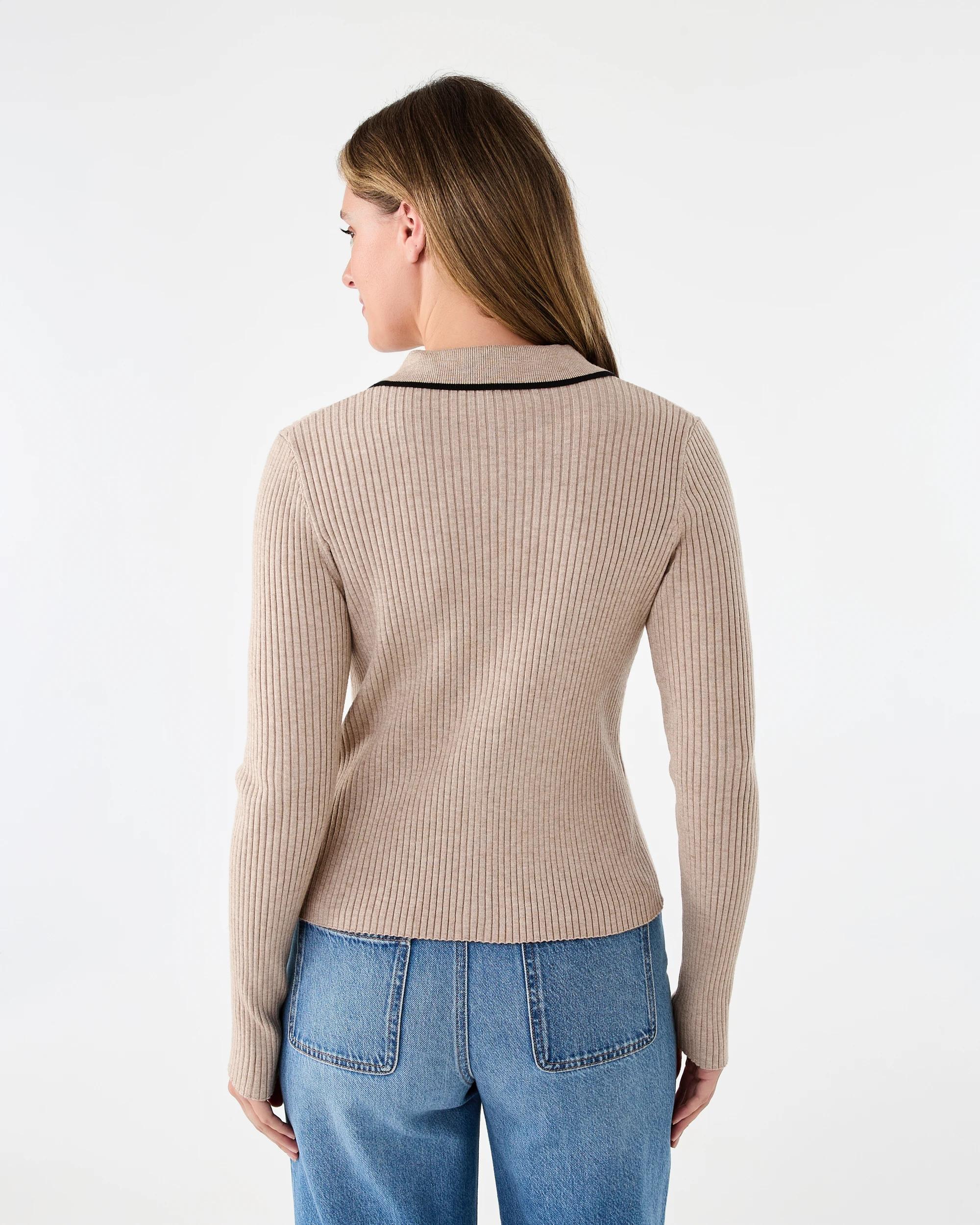3 Long Sleeve Tipped Polo Top Bge Otml, 3 of 7