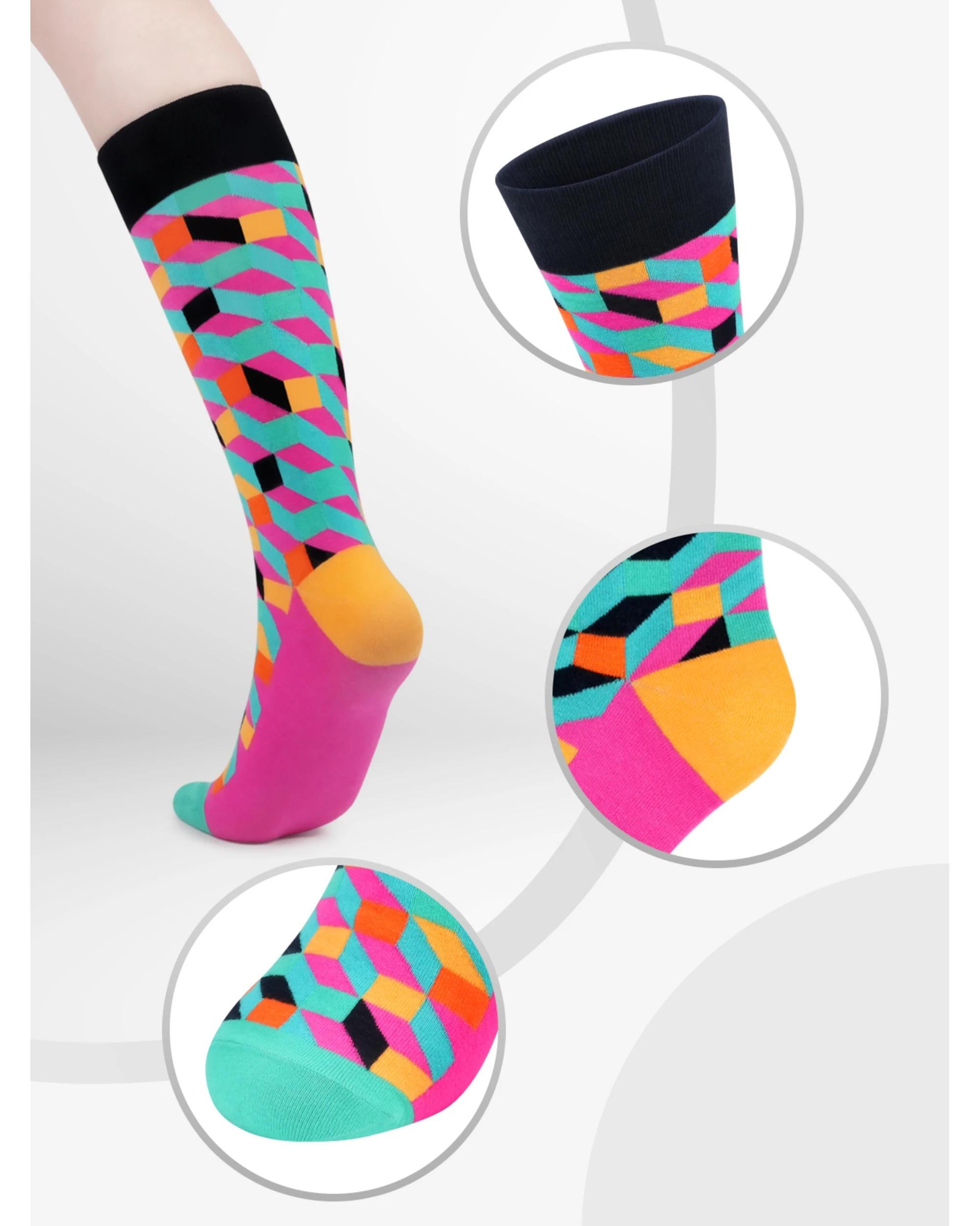 2 Advwin Medium Cheerful Diamond Colorful Fun Socks CHEERFUL DIAMOND, 2 of 5
