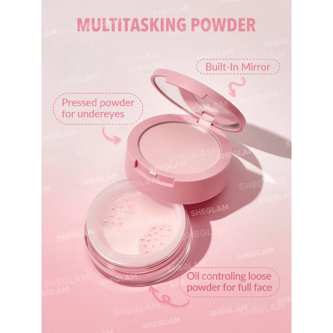 2 SHEGLAM Insta-Ready Face & Under Eye Setting Powder Duo - Bubblegum, 2 of 8