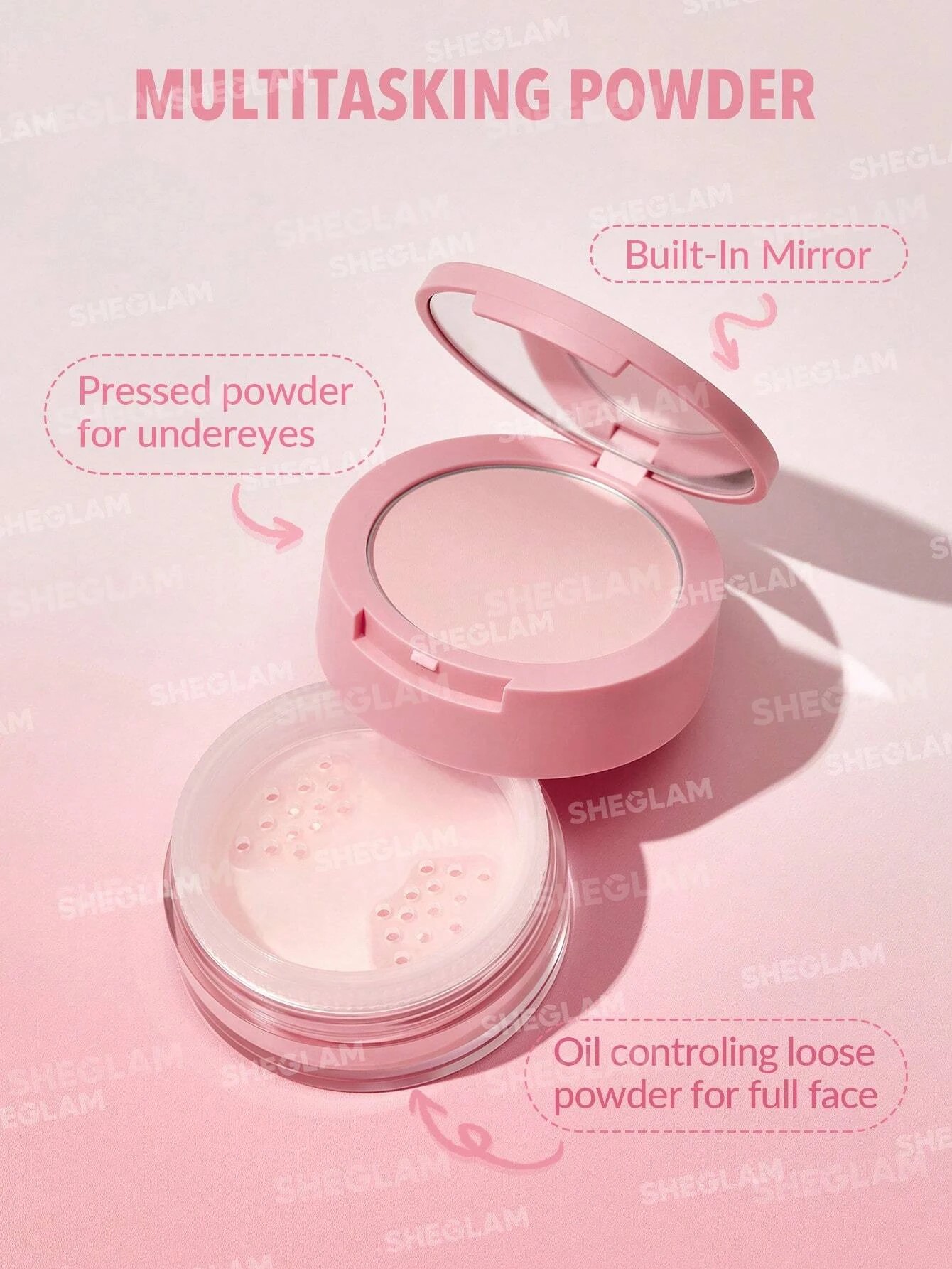 2 SHEGLAM Insta-Ready Face & Under Eye Setting Powder Duo - Bubblegum, 2 of 8