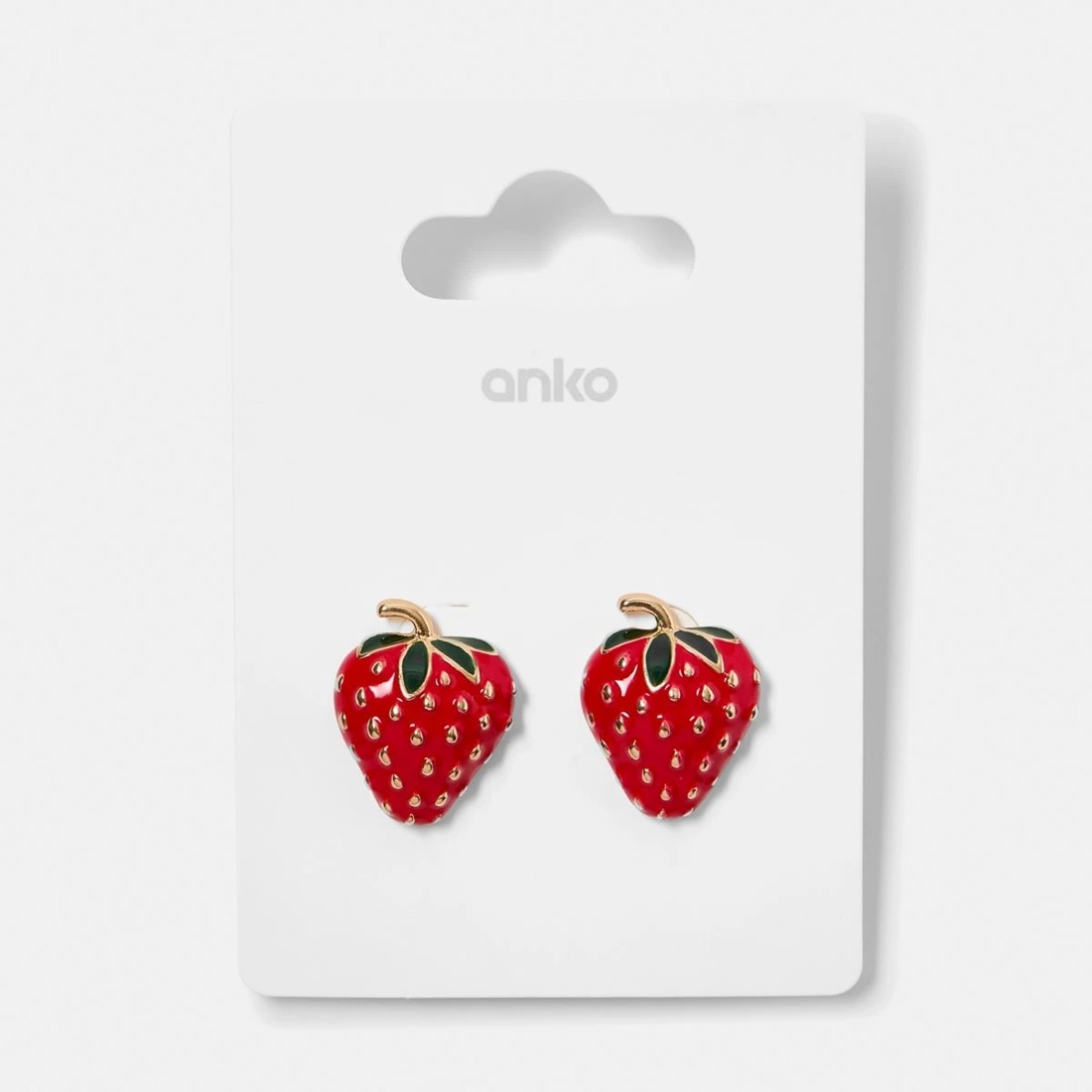 5 Strawberry Stud Earrings - Red, Green and Gold Tone, 5 of 5