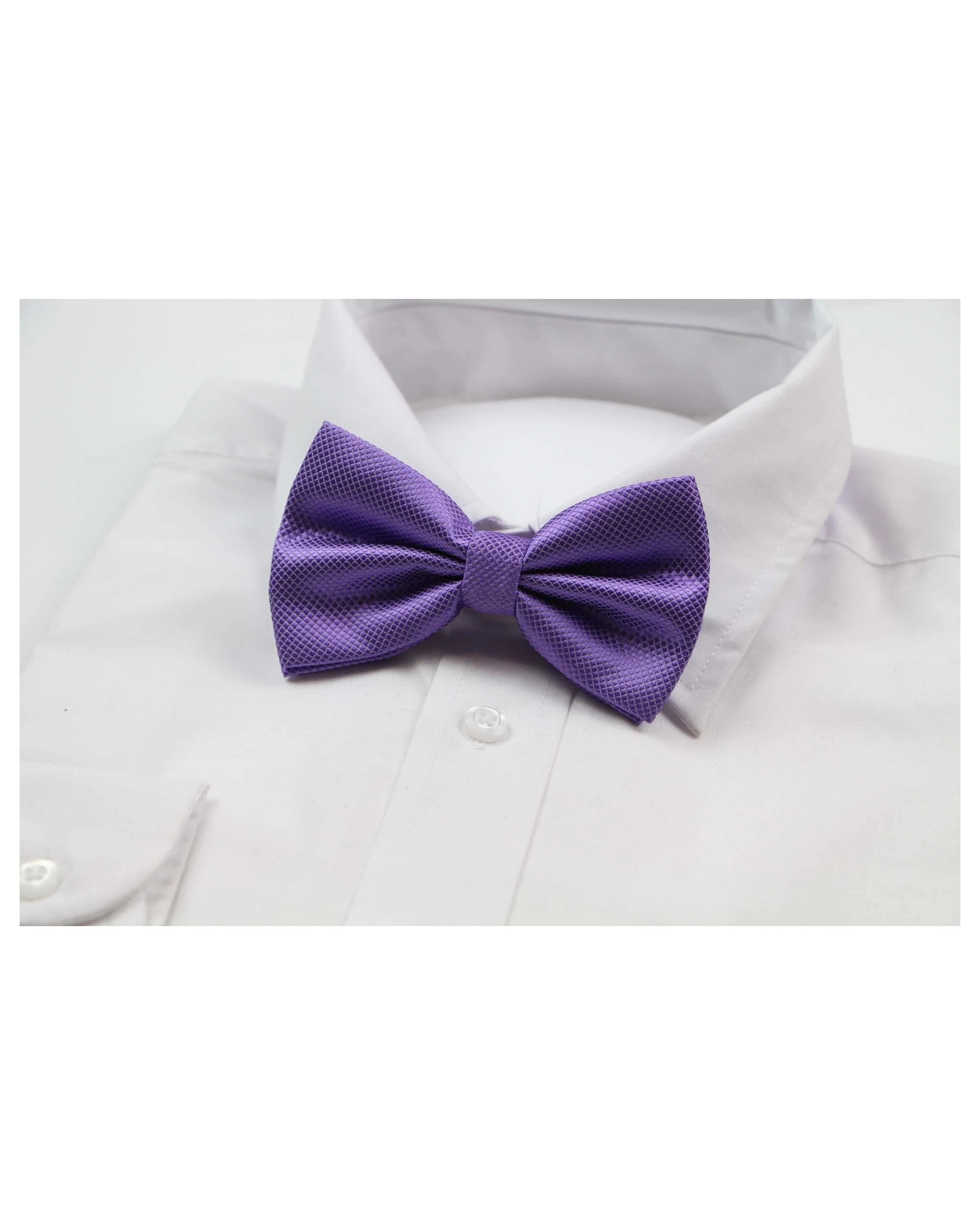 2 Zasel Mens Purple Plain Coloured Checkered Bow Tie, 2 of 2