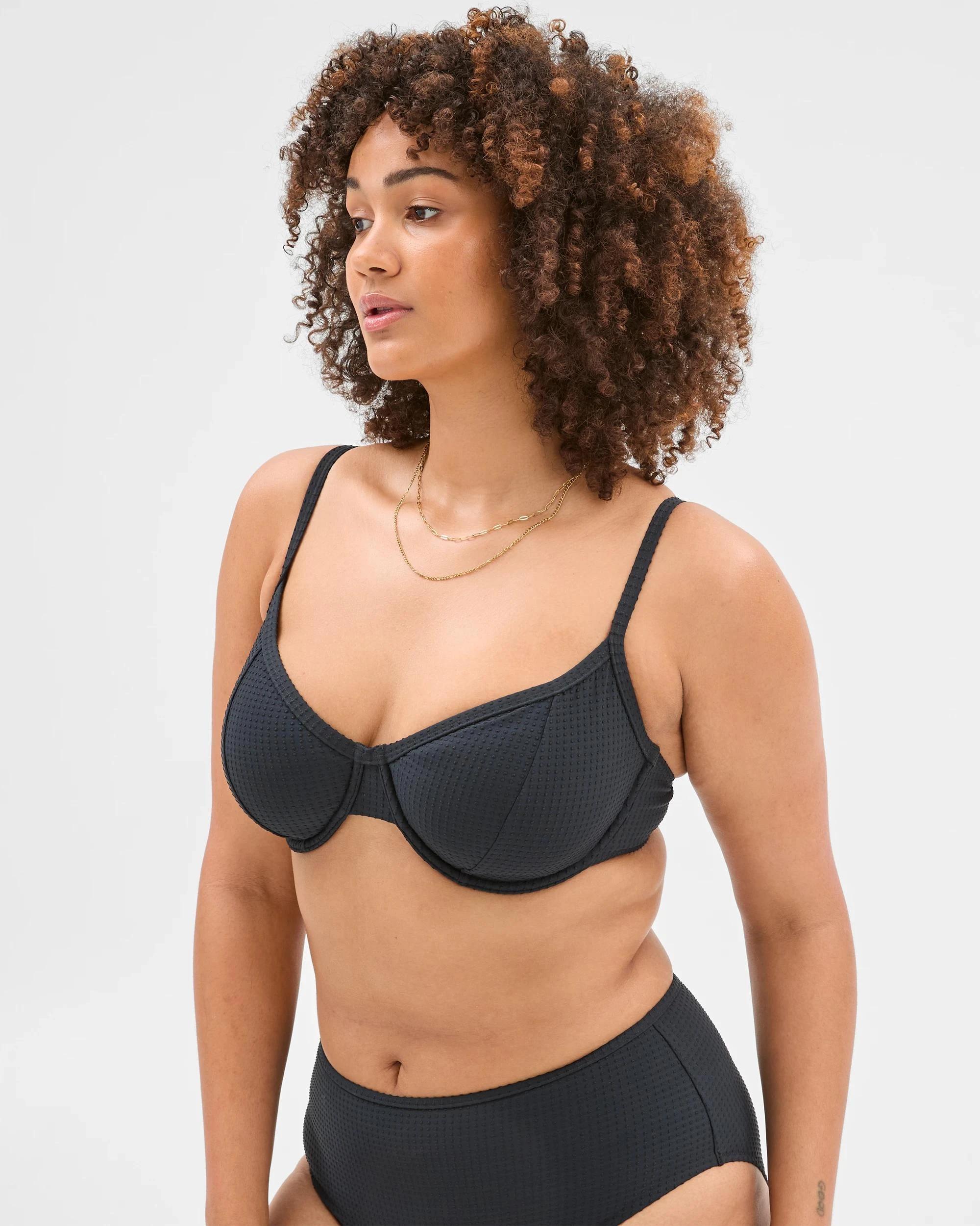 7 Target Resort Textured Half Cup Bikini Top BLACK, 7 of 10