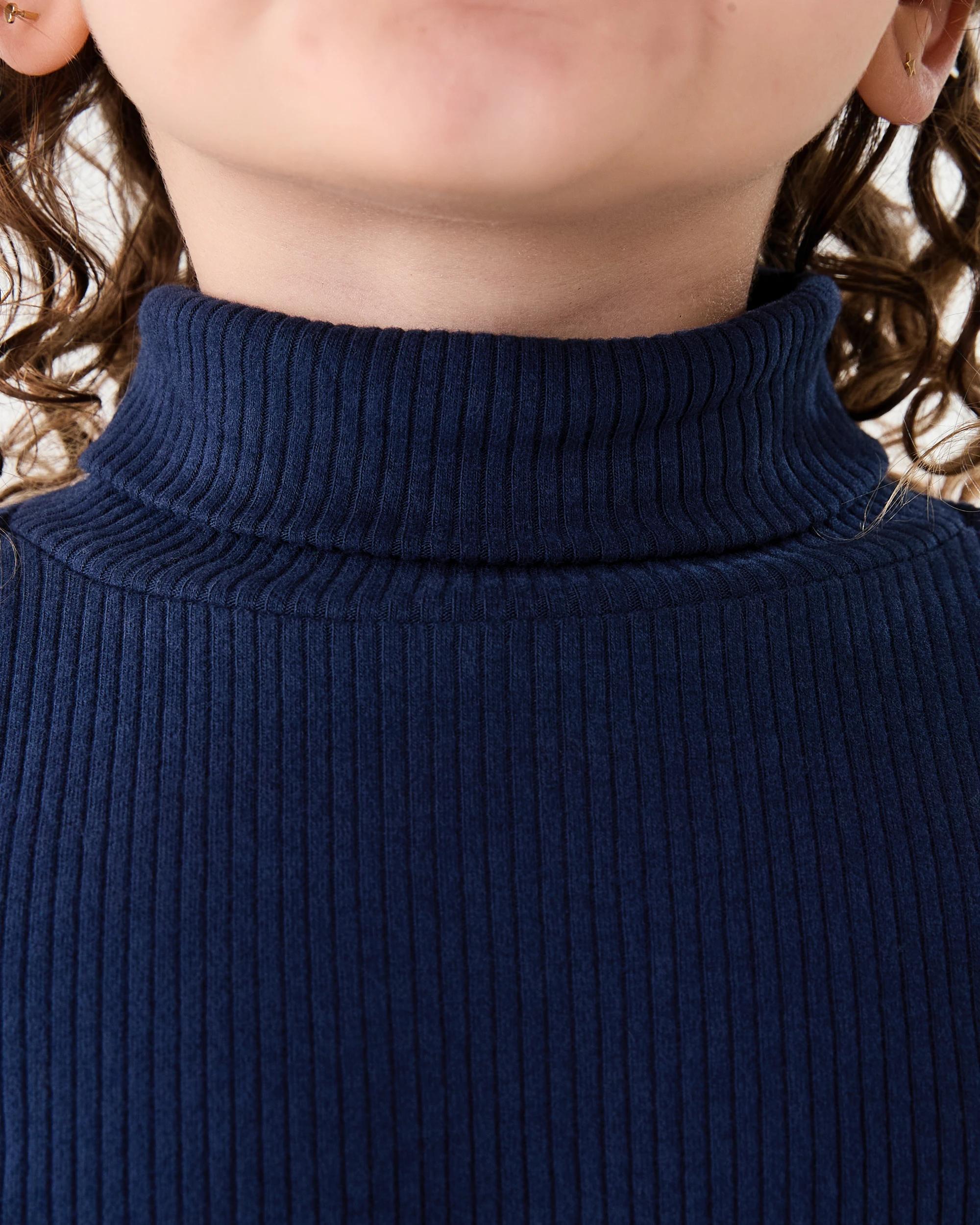4 Long Sleeve Skivvy Top Dress Navy, 4 of 6