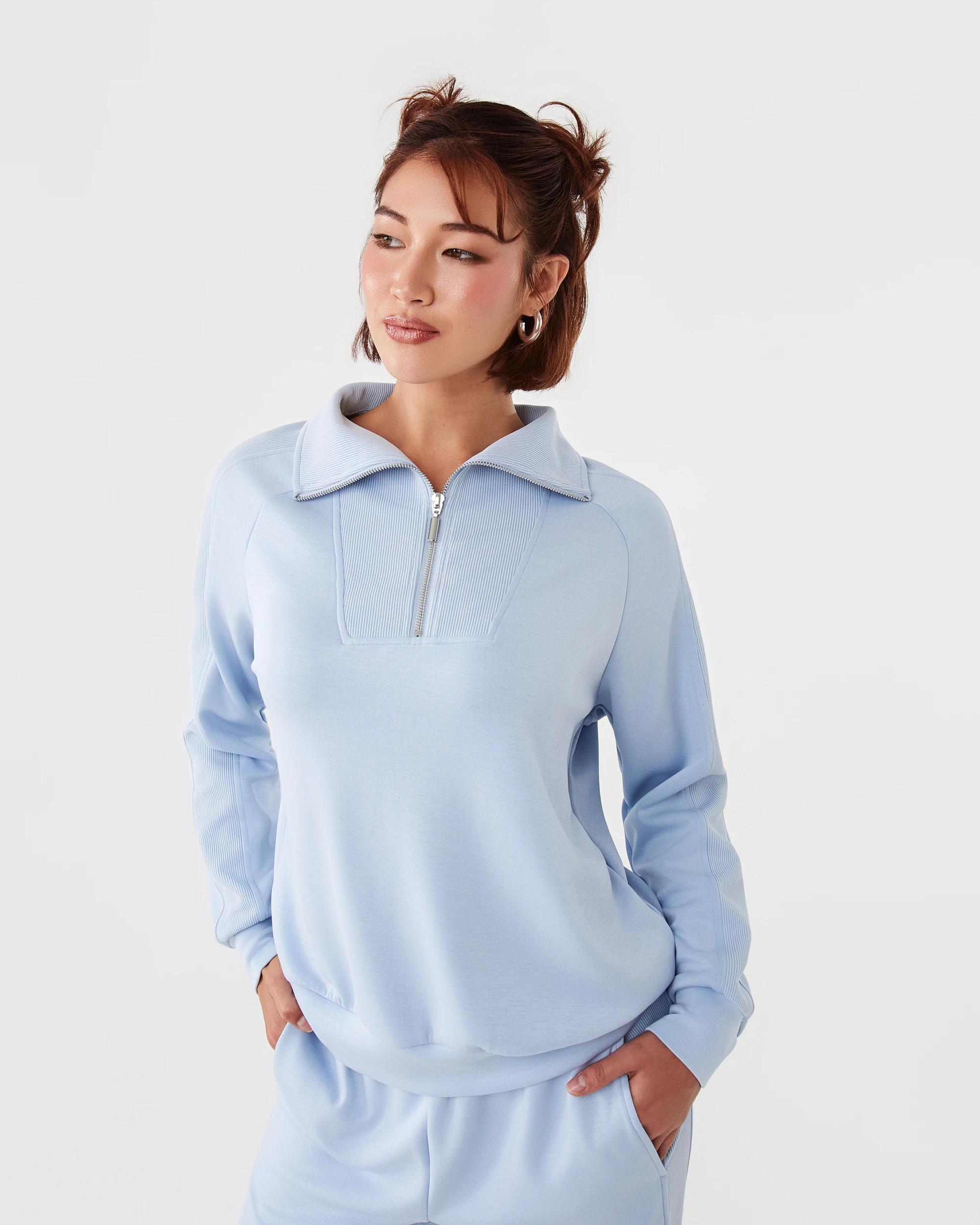 1 Active Womens Soft Modal Quarter Zip Jumper Seashell, 1 of 8