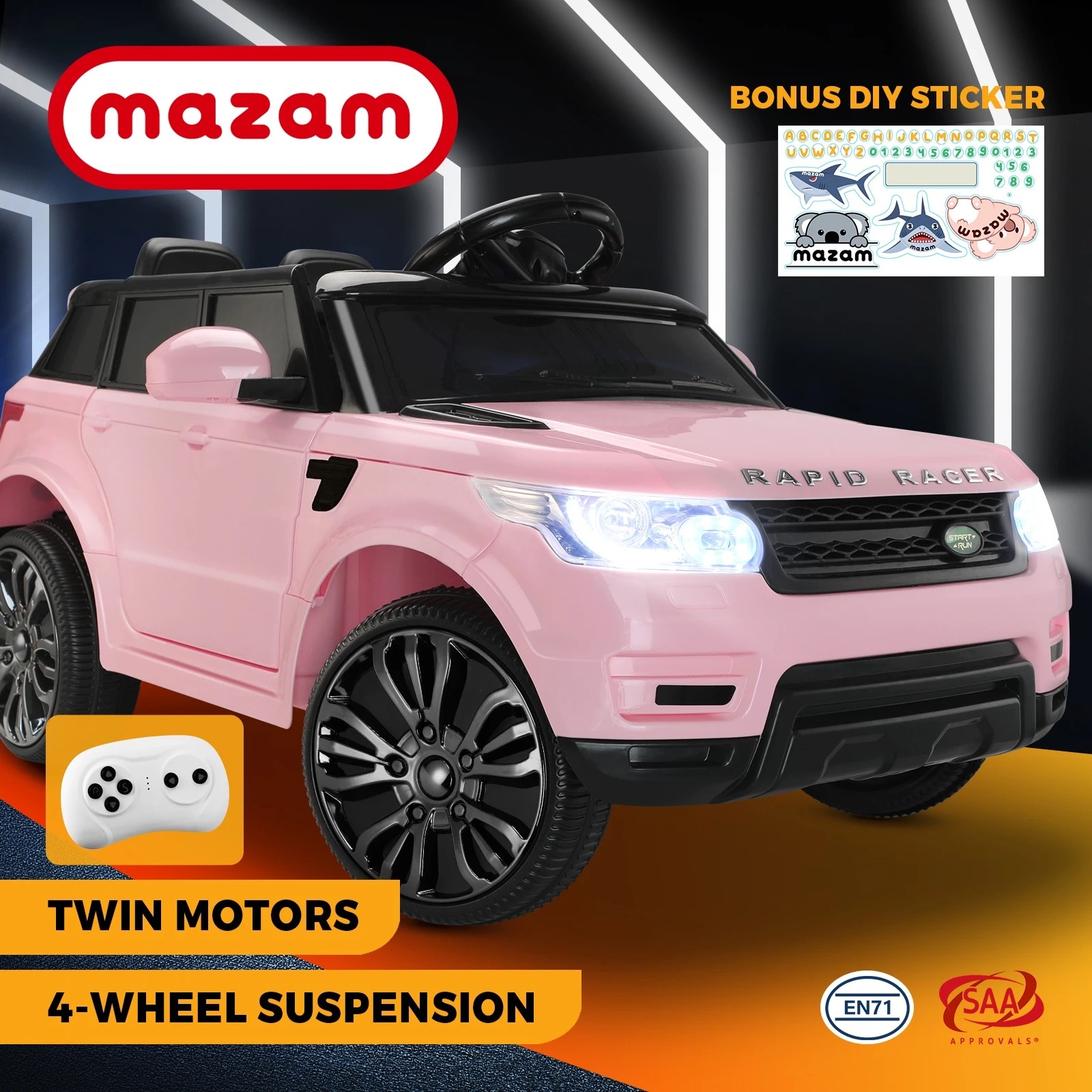 2 Mazam Kids Ride On Car Electric Vehicle Toy Remote Cars Gift Mp3 Led Light 12v
 - Pink, 2 of 10