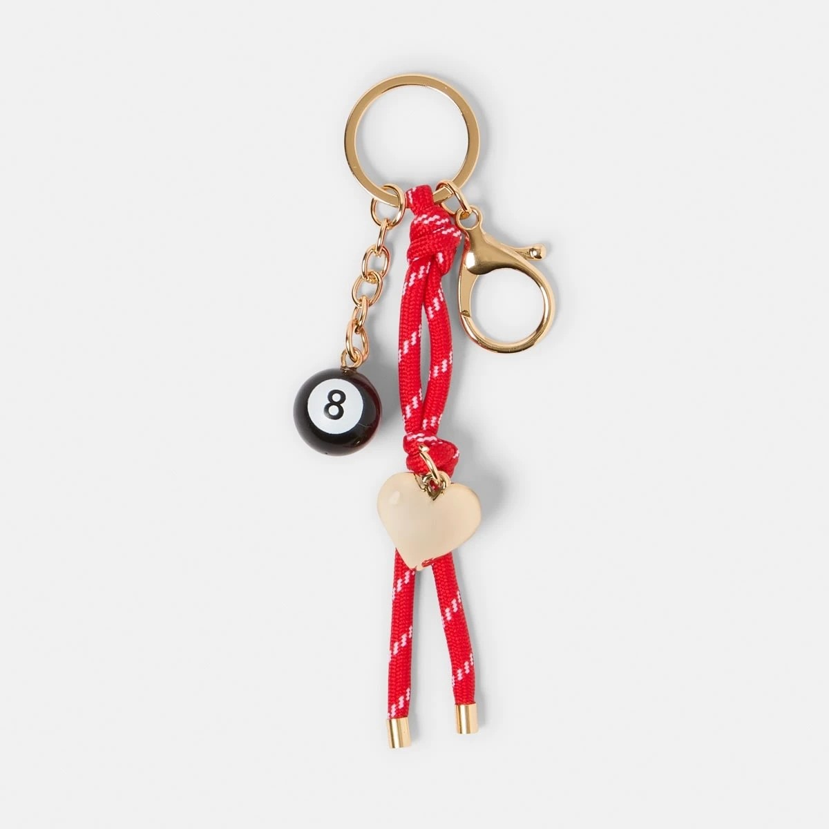 1 8 Ball Bag Charm Keyring - Red, Black and Gold Tone, 1 of 3