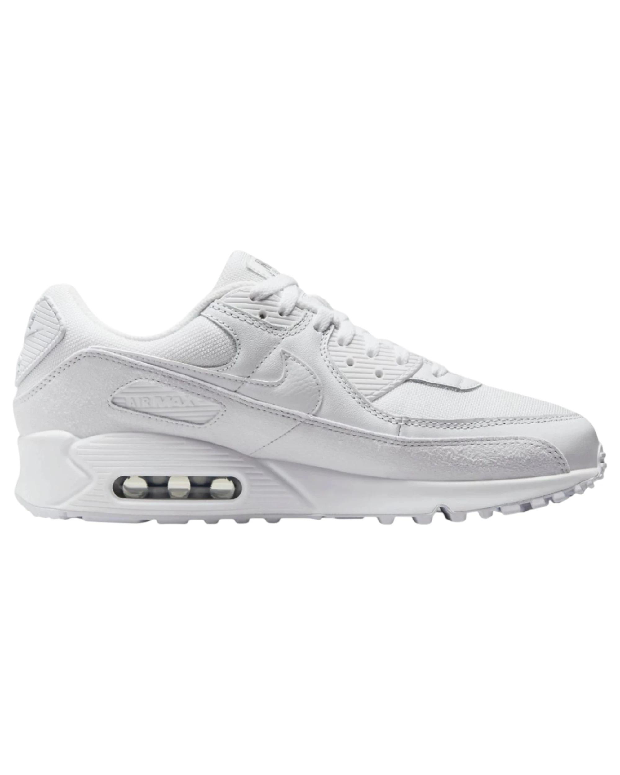1 Nike Mens Air Max 90 Premium Triple White Athletic Shoes White, 1 of 8
