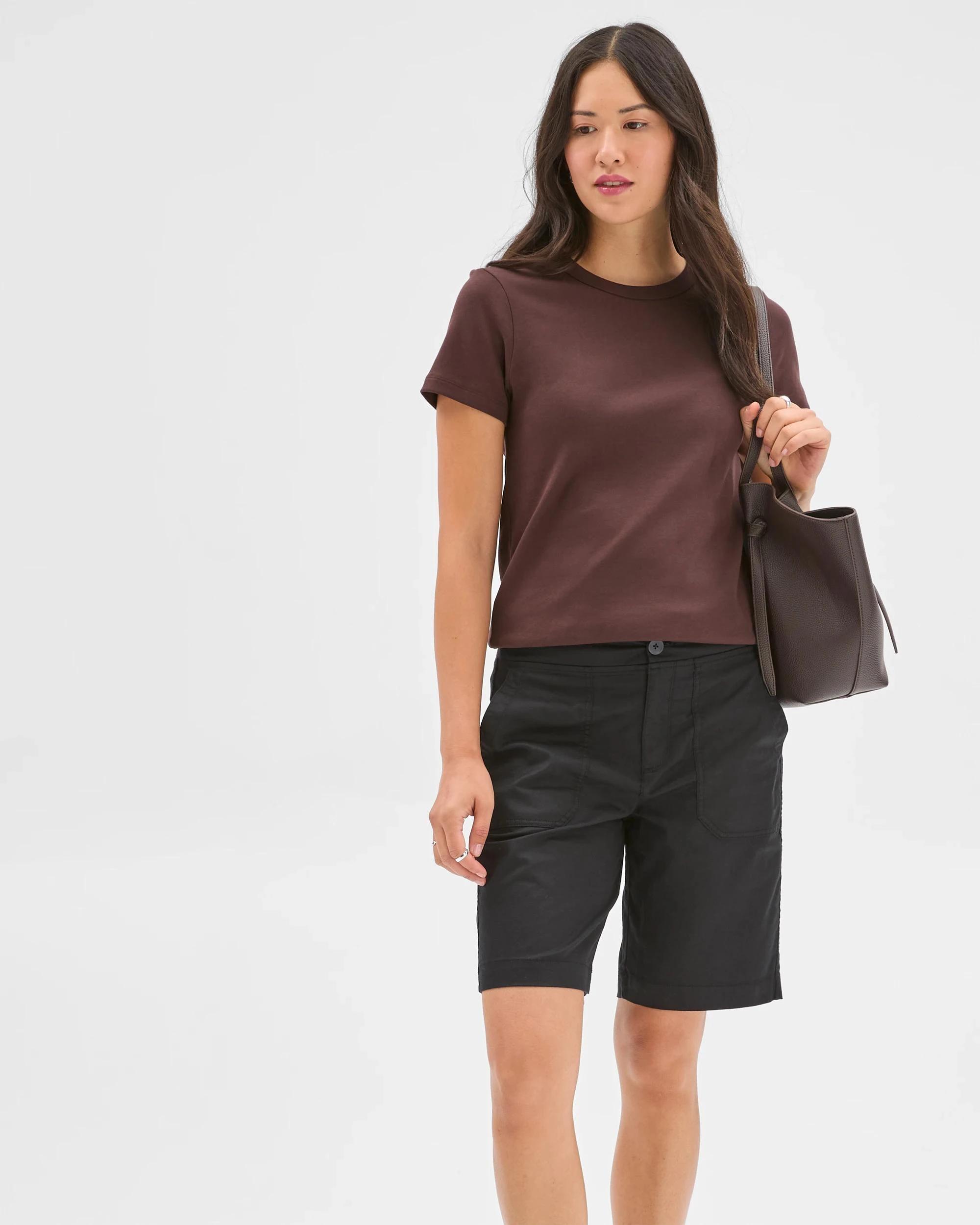 1 Target Woman Australian Cotton Blend Rib Waist Shorts BLACK, 1 of 7