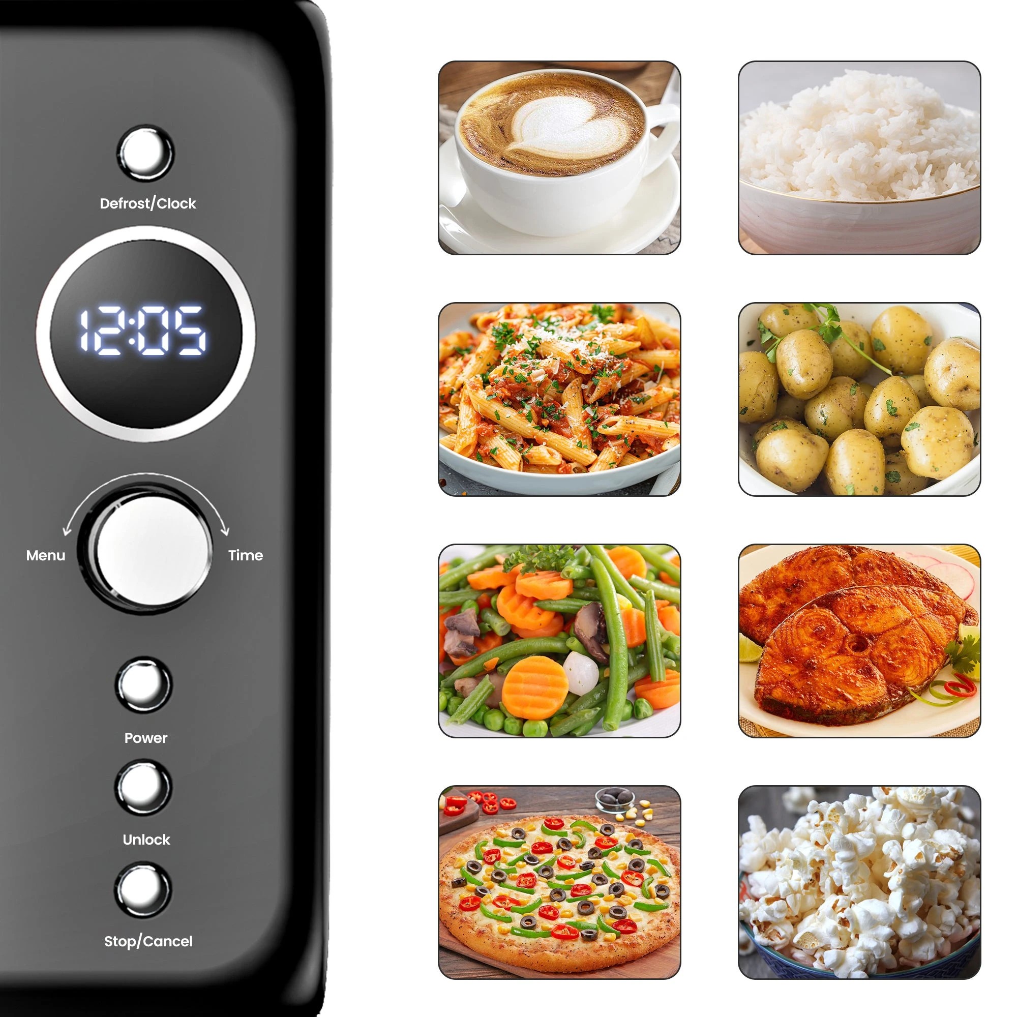 6 Total Chef 20L Retro Microwave Oven Black - Black, 6 of 8