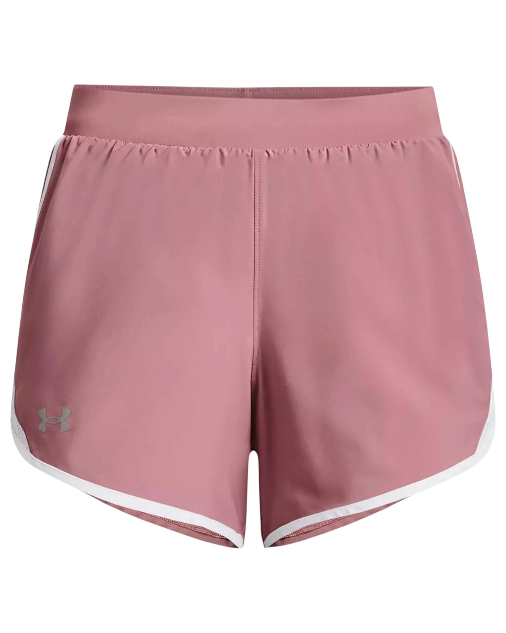 1 Under Armour Womens Pink/ White Fly-By 2.0 Shorts PINK, 1 of 6