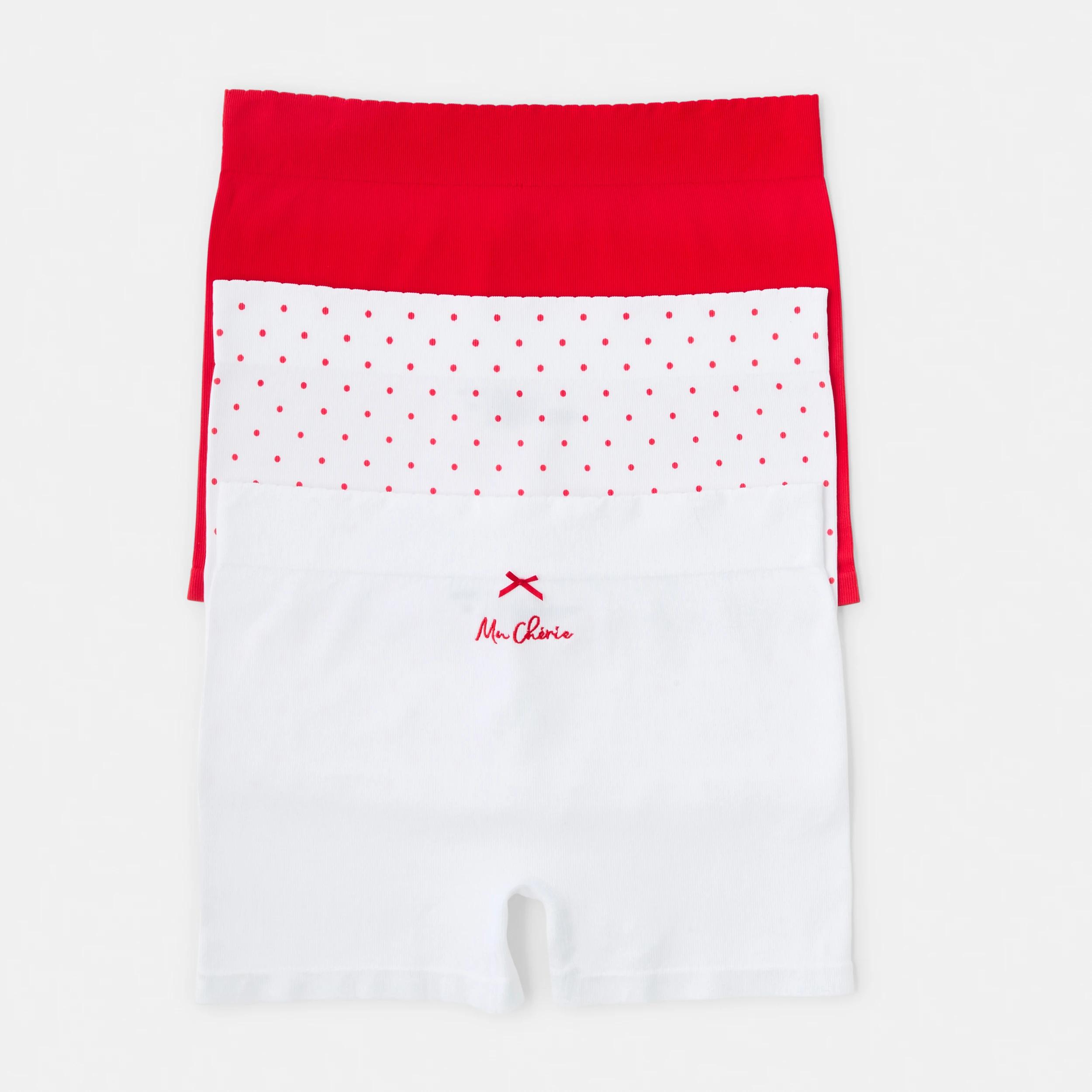 1 3 Pack Seamfree Rib Boyleg Shorties MA CHERIE, POLKA DOT, STRAWBERRY, 1 of 7