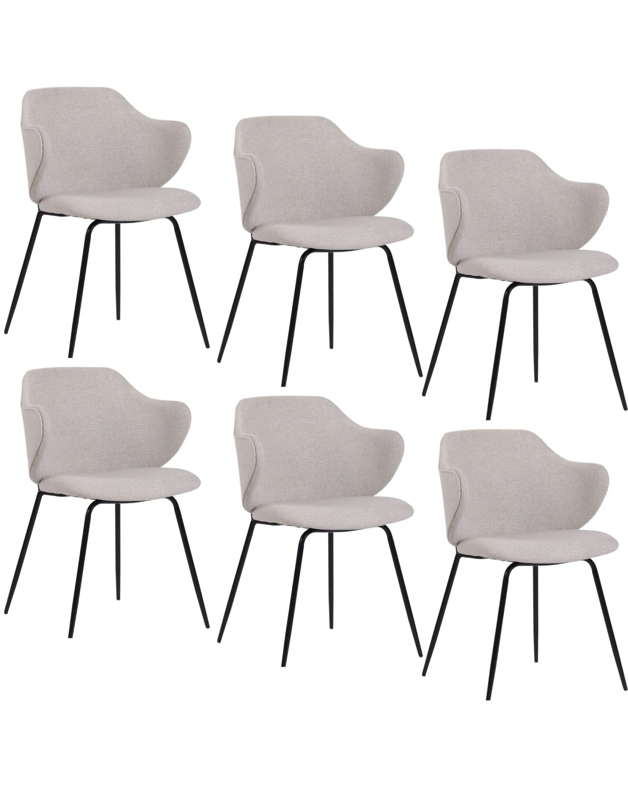 1 Br Home Set Of 6 Dining Chairs Fabric With Metal Legs In Ivory Beige, 1 of 5