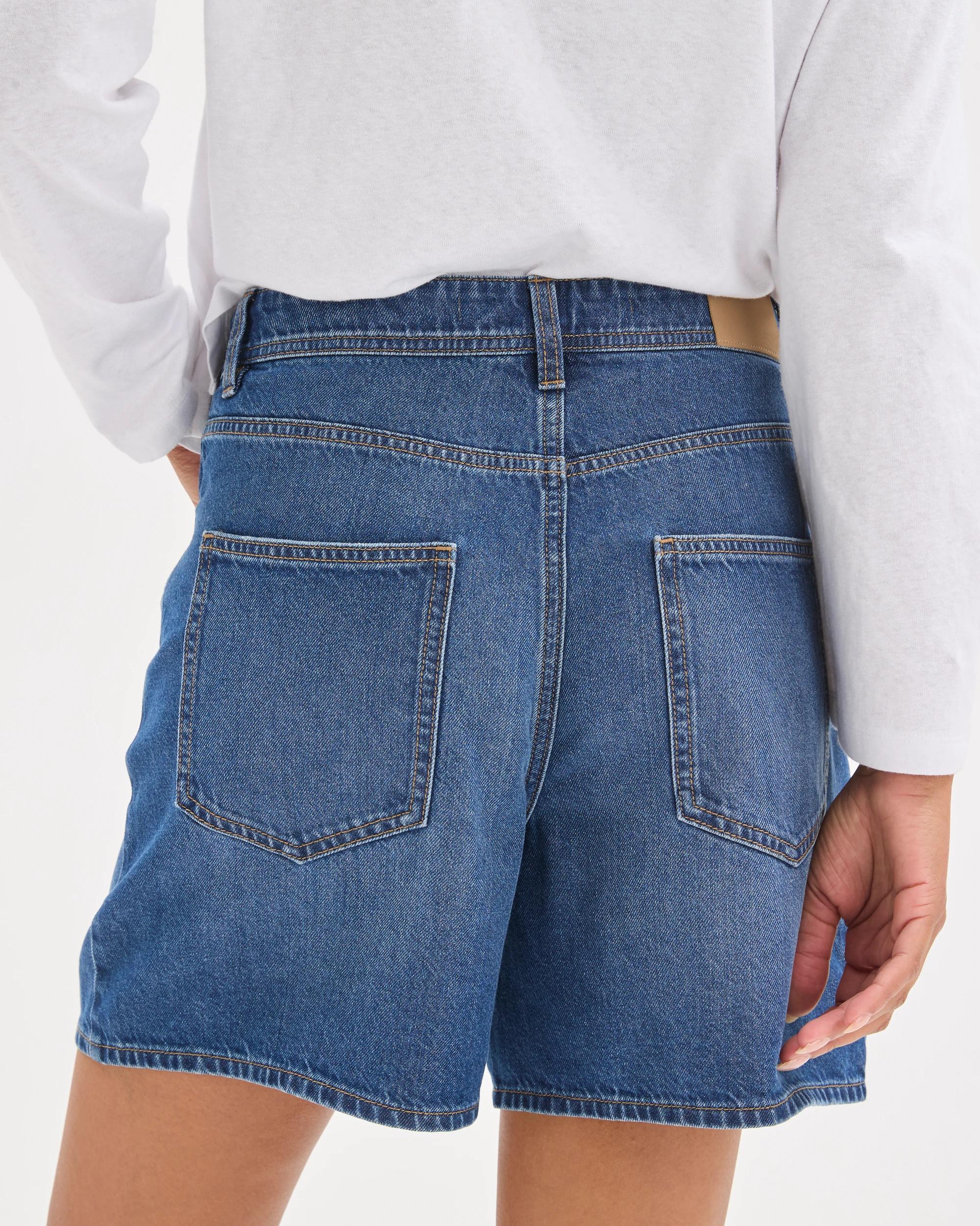 6 Target Denim High Rise A-Line Denim Shorts DARK INDIGO, 6 of 7