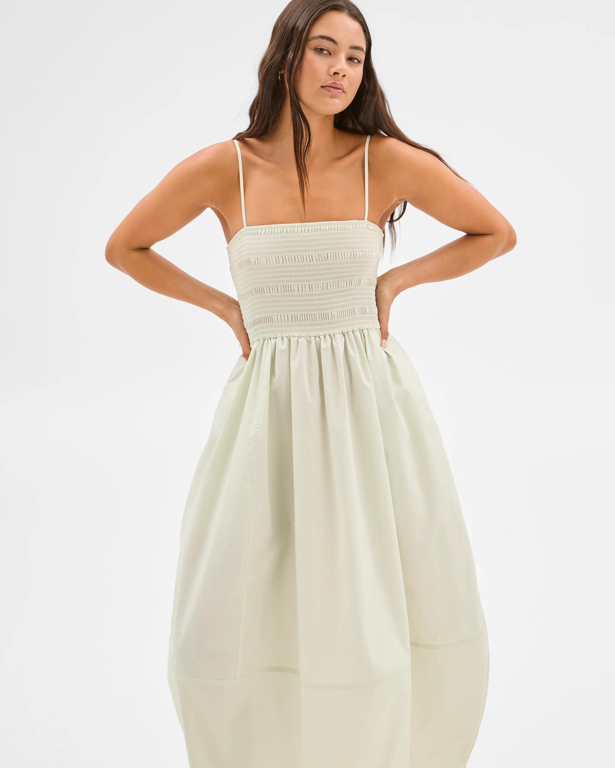 2 Shirred Cocoon Midi Dress - Lily Loves PISTACHIO, 2 of 7