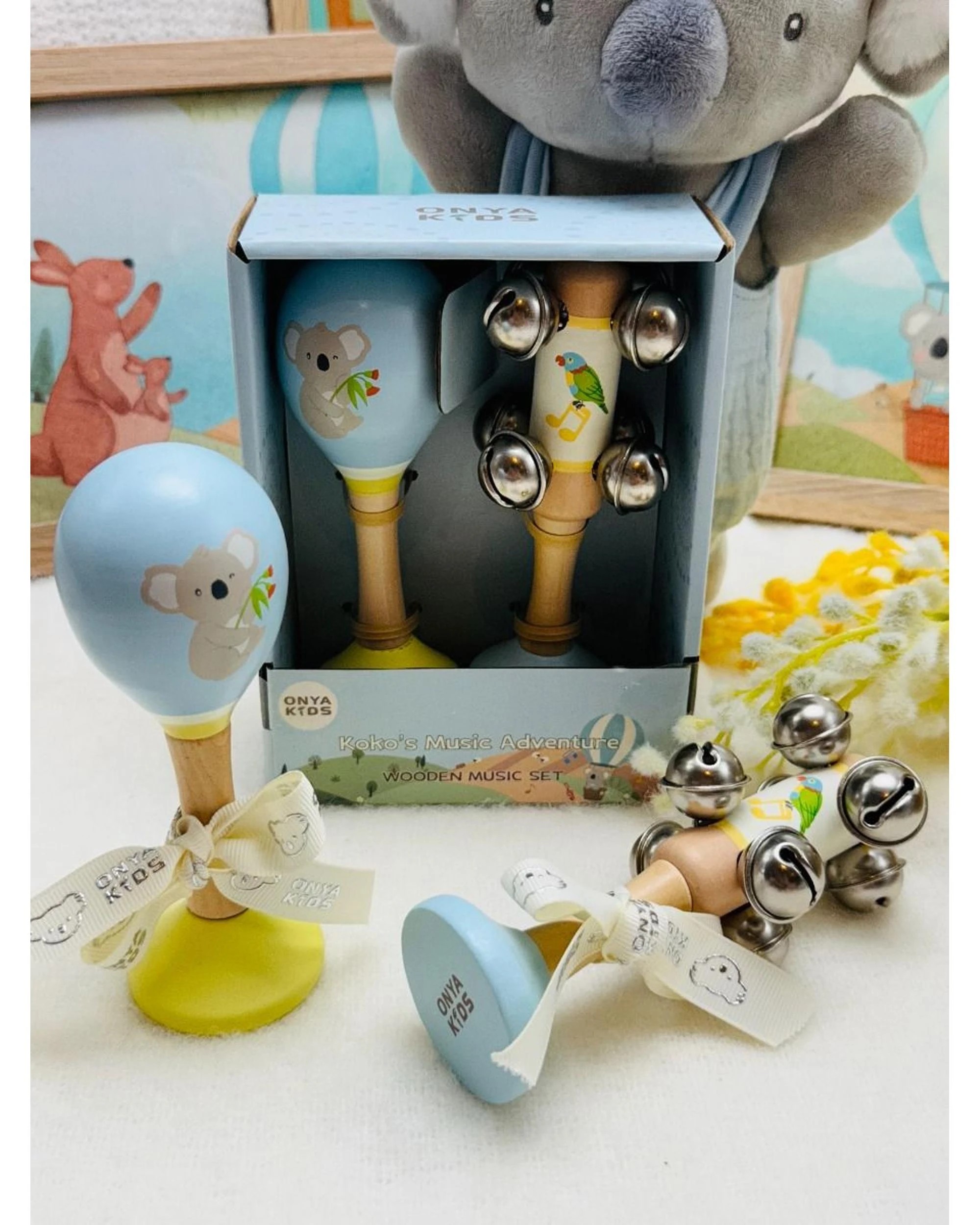 5 Onya Kids Koko's Music Adventure Koala and Rainbow Lorikeet Wooden Music 2 Piece Set, 5 of 5