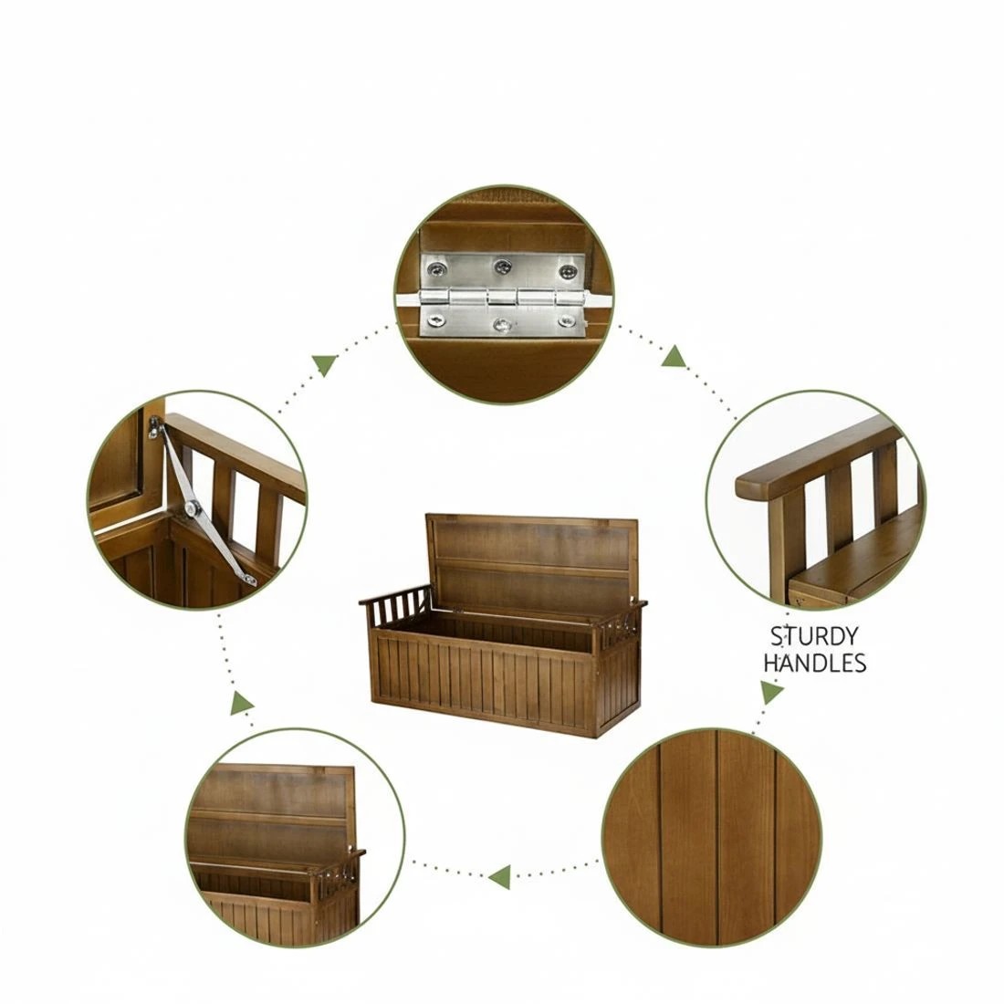 7 Gardeon XL Outdoor Storage Bench Fir Wood Seat Weather Resistant Lift Top Garden Toy Cushion Chest Durable - Brown, 7 of 8