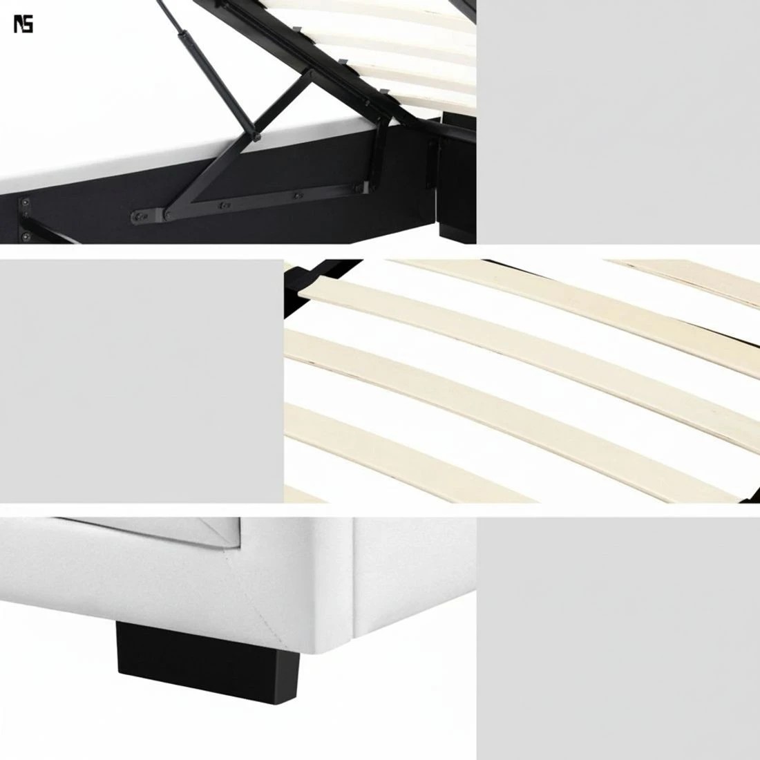 5 Artiss Bed Frame King Single Size Gas Lift  TIYO - White, 5 of 5