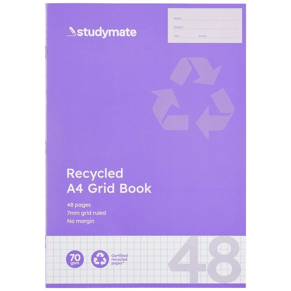 3 Studymate A4 Premium Recycled 7mm Grid Book 48 Page, 3 of 3