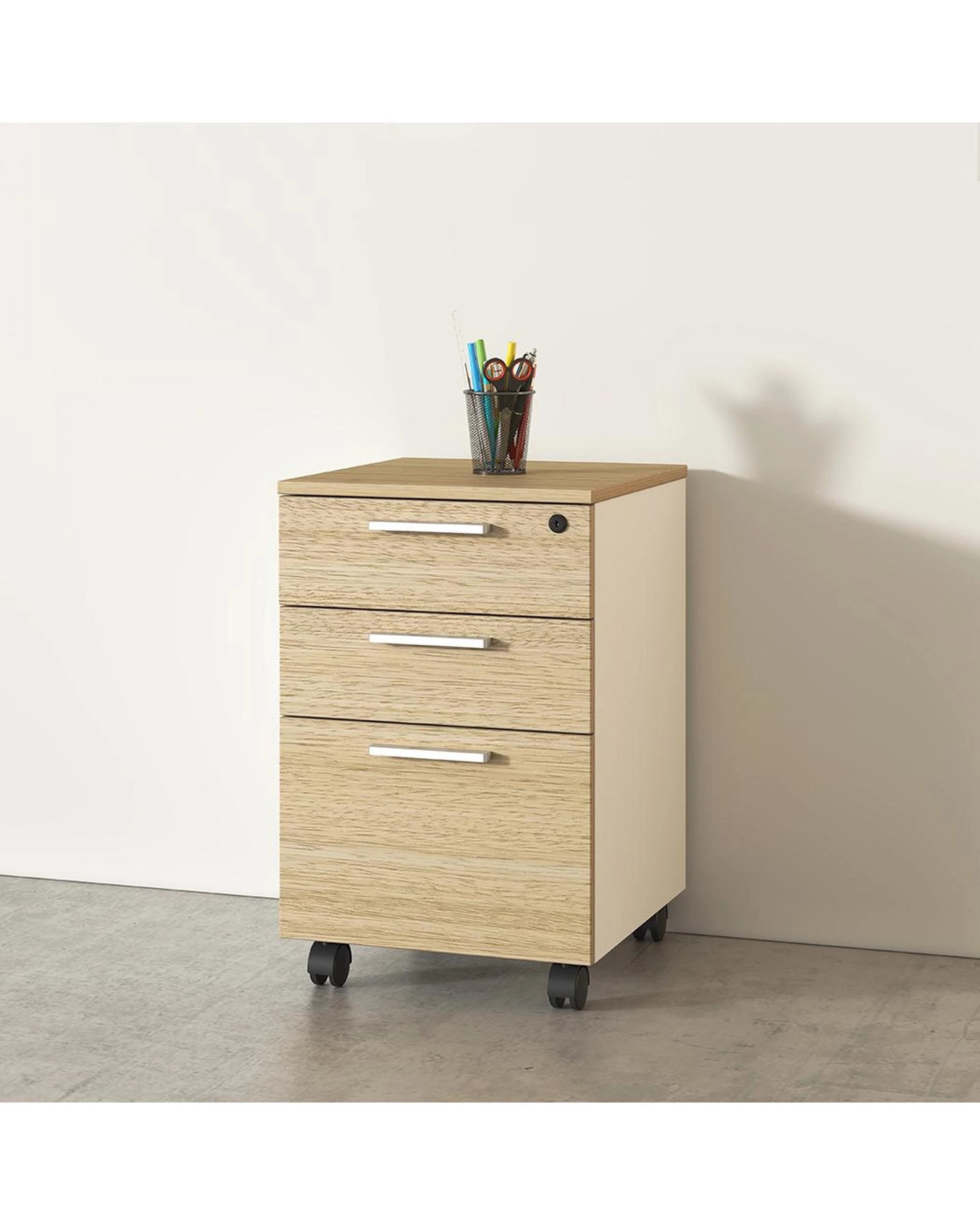 8 Esma Mobile Pedestal Rhine Light Oak and White, 8 of 10