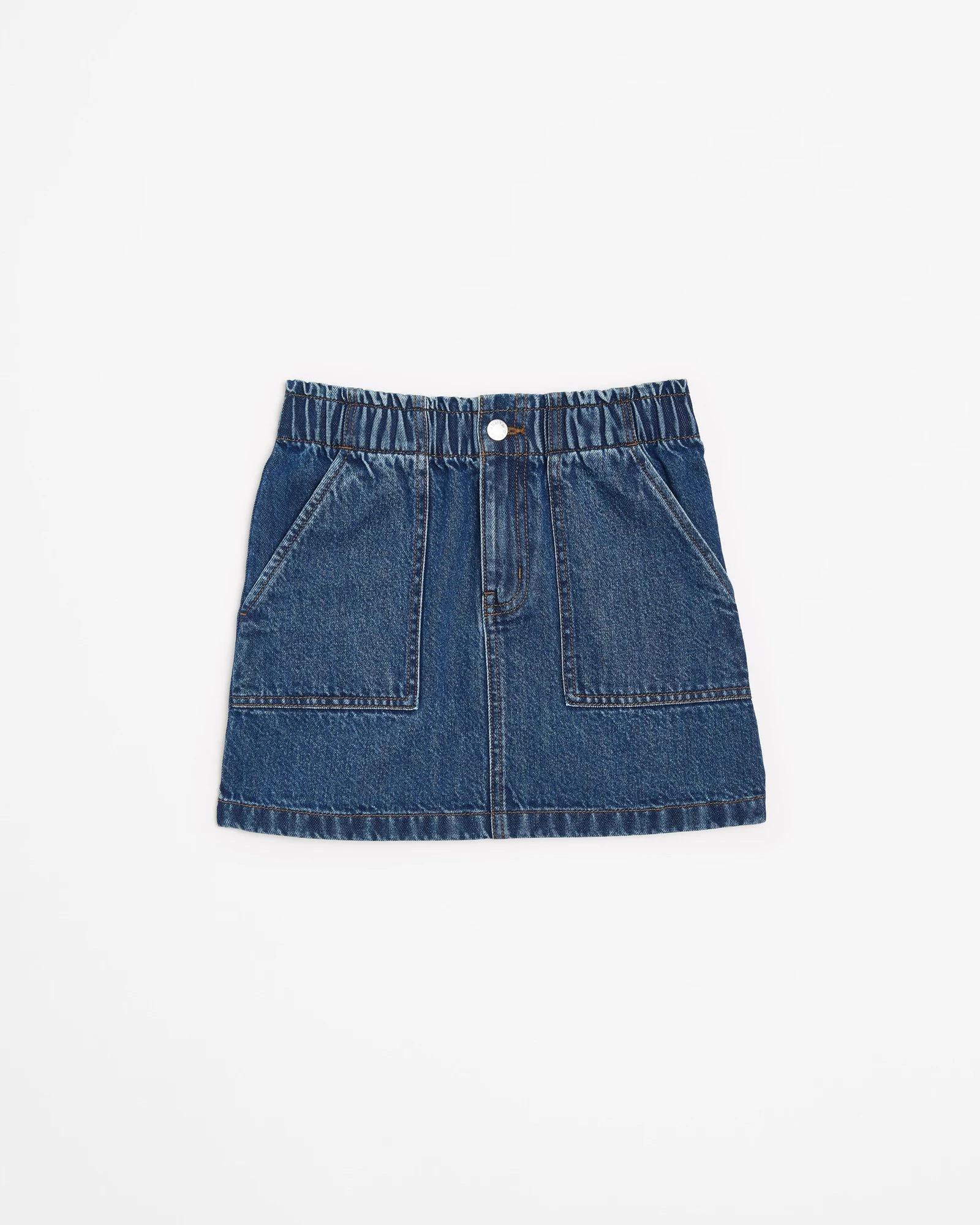 4 Target Elastic Waist Denim Skirt MID WASH, 4 of 5