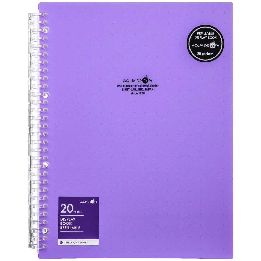2 Aqua Drops Refillable Display Book A4 20 Pockets Vivid Purple, 2 of 4