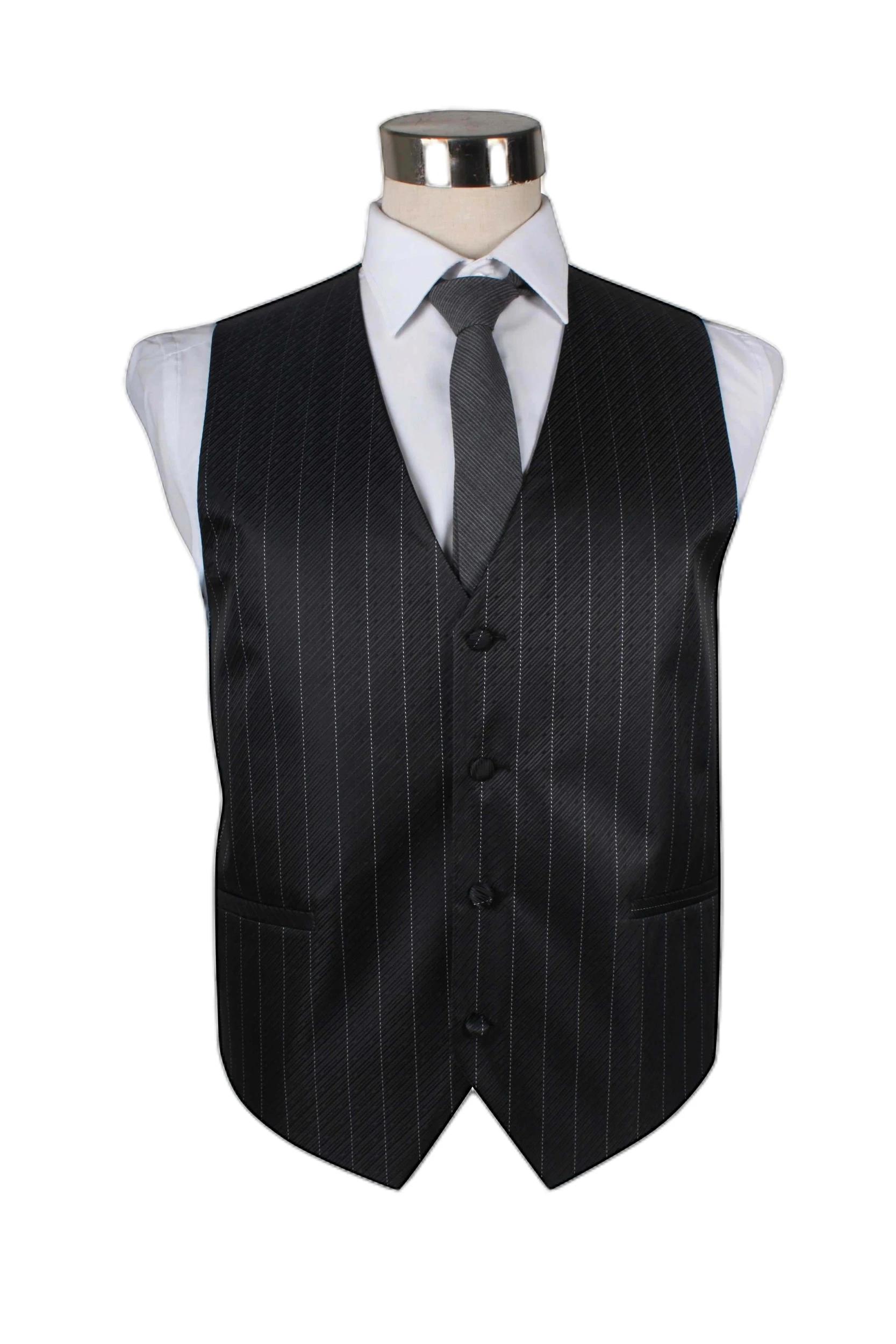 1 Zasel Mens Pin Striped Patterned Vest Waistcoat Black, 1 of 1