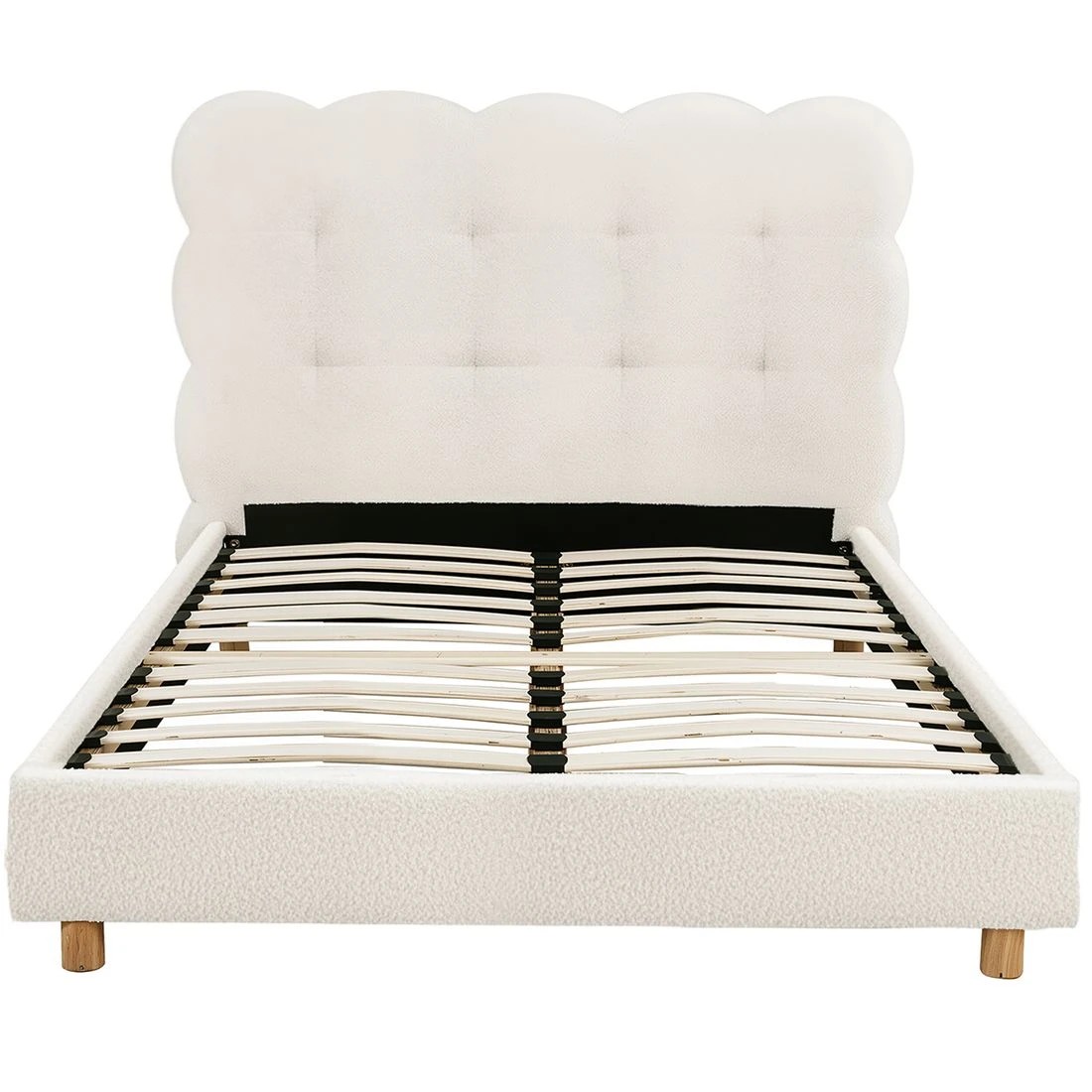 3 Artiss King Single Bed Frame Cloud Headboard Boucle Fabric Mattress Platform Base - White, 3 of 7