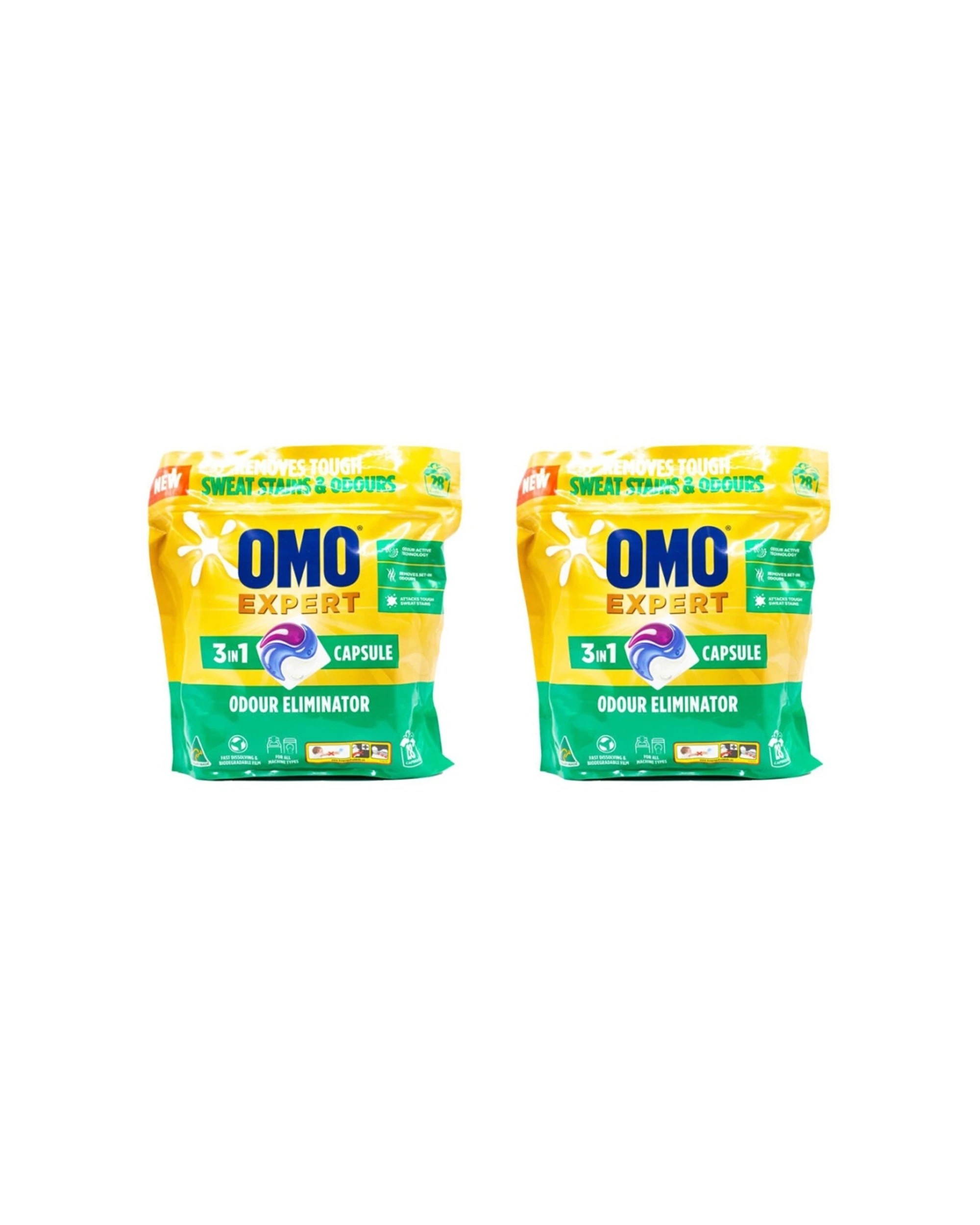 1 Omo 56pc Omo Expert Odour Eliminator 3 In 1 Laundry Detergent Capsules, 1 of 3