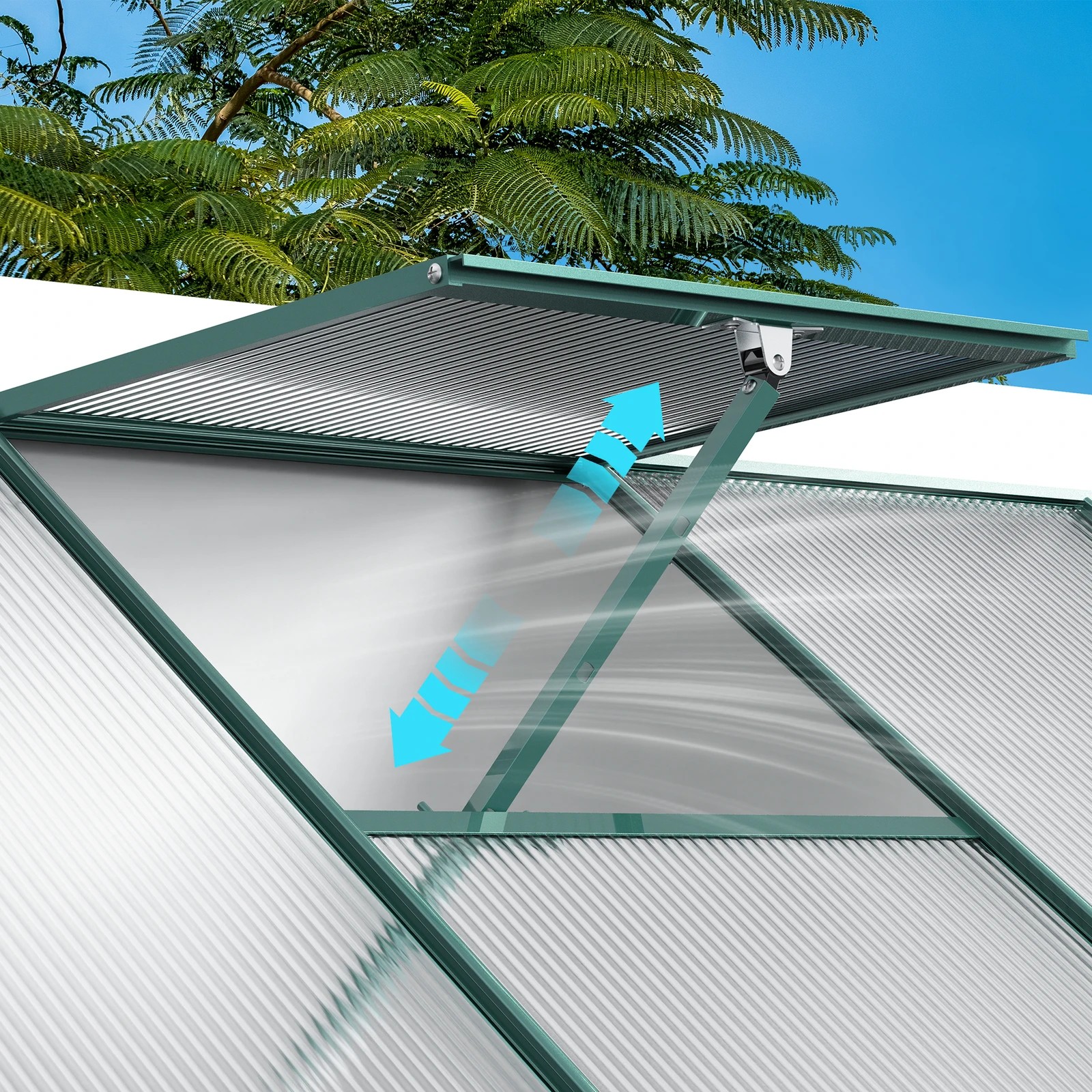 5 Alfordson Greenhouse Aluminium Polycarbonate Garden Storage Shed 1.27x2.52x2.13M - White, 5 of 7