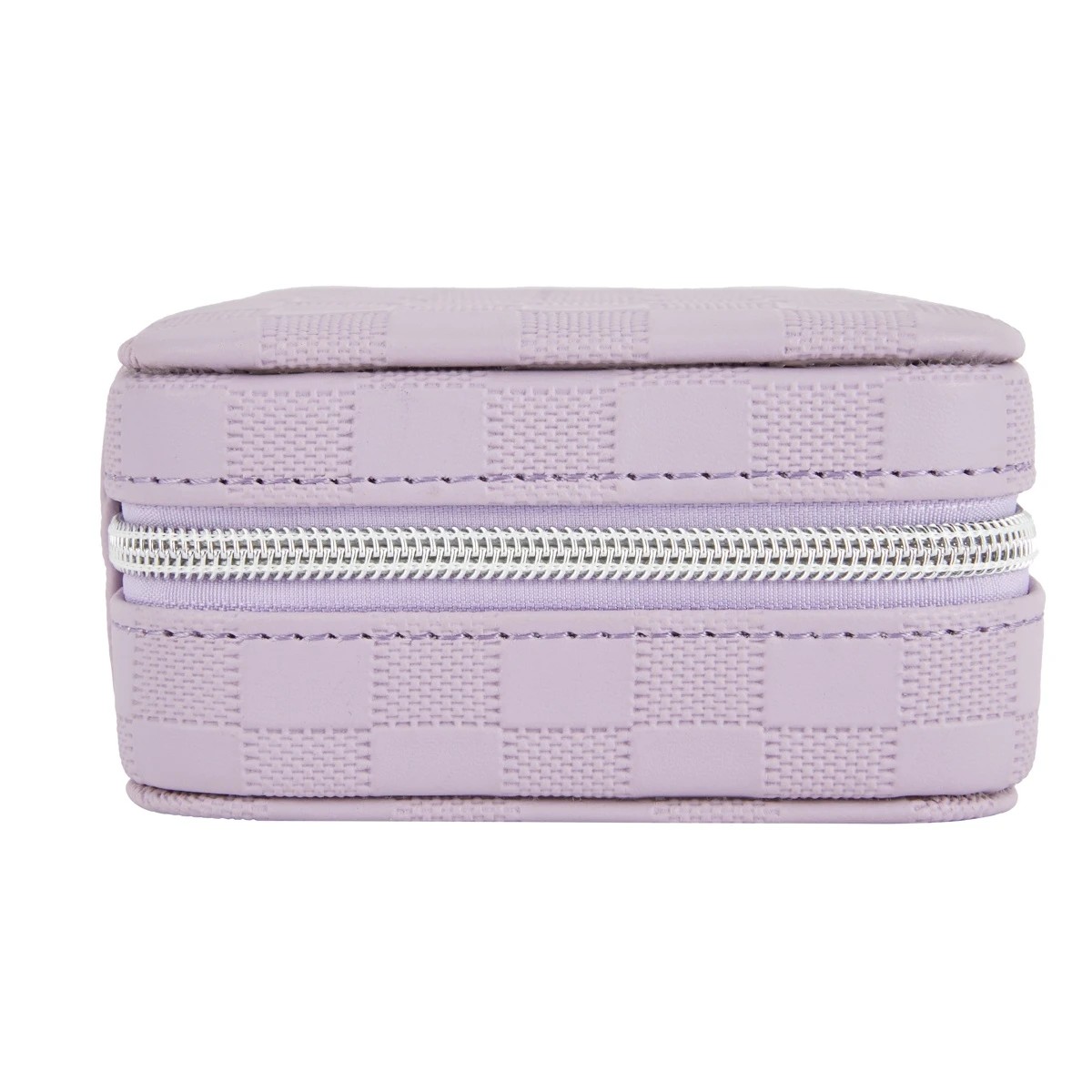 3 Lilac Check Large Zip Jewellery Case, 3 of 9