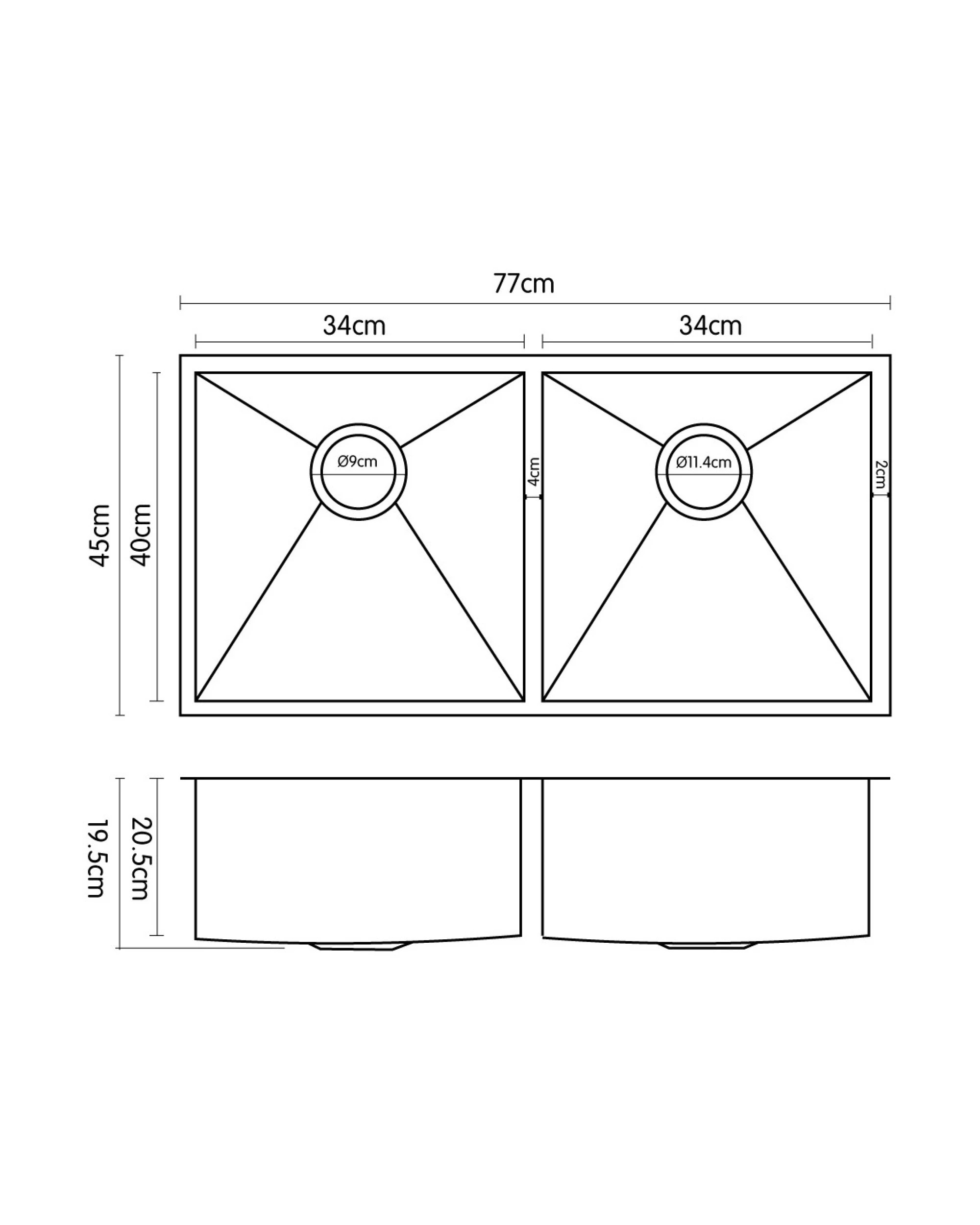 3 Kartrite 304 Stainless Steel Sink - 770 x 450mm - Silver, 3 of 4
