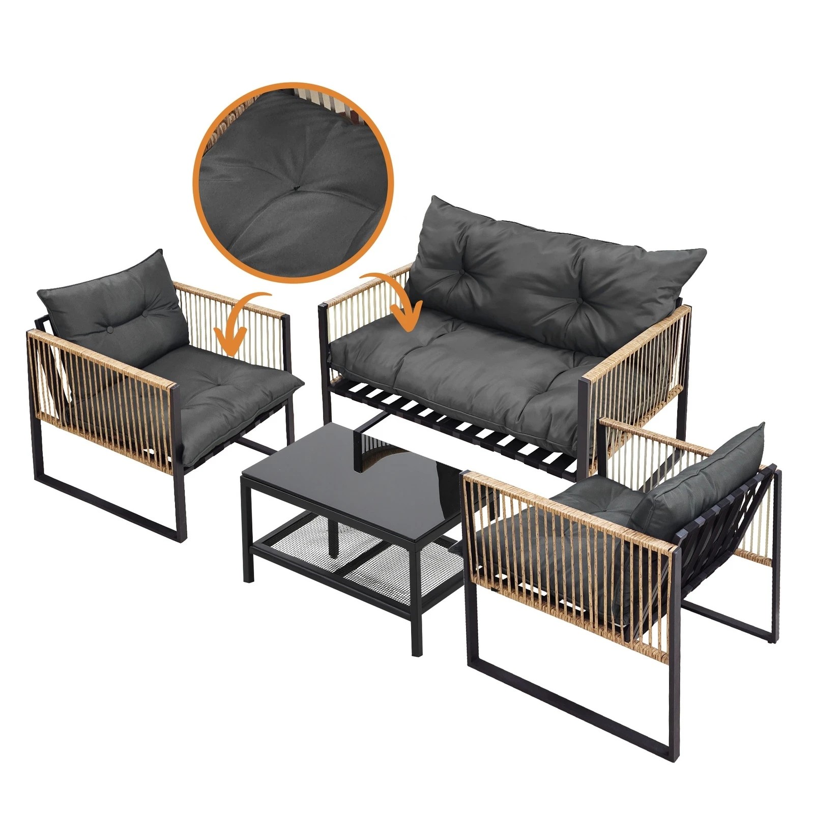 10 Livsip 4 Piece Outdoor Furniture Setting Garden Patio Lounge Sofa Table Chairs
 - Multi, 10 of 10