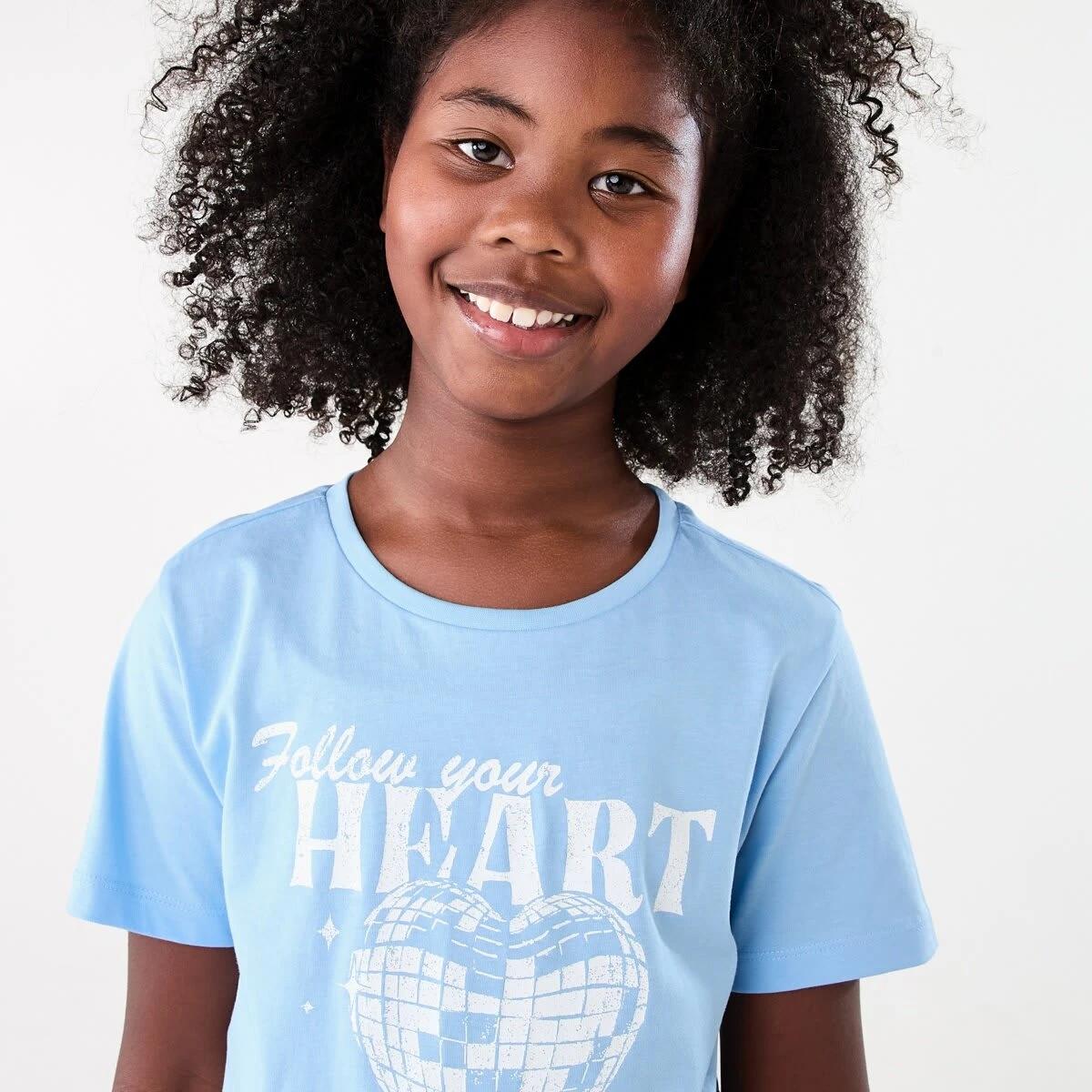 3 Short Sleeve Print T-shirt FOLLOW YOUR HEART BLUE, 3 of 6