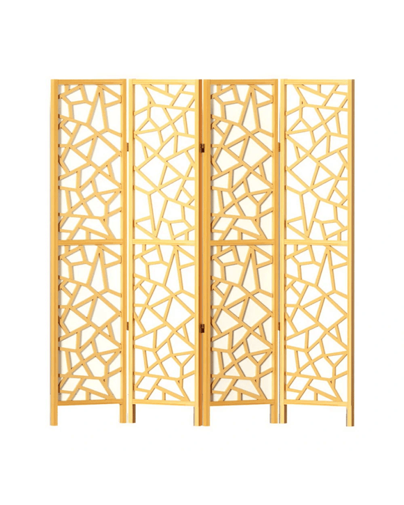 Artiss Clover Room Divider Screen Privacy Wood Dividers Stand 4 Panel Black