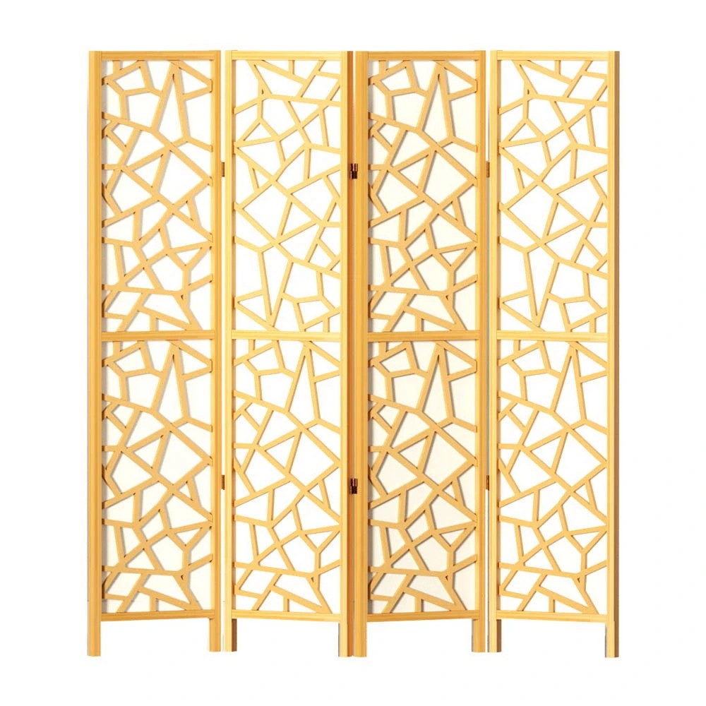 1 Artiss 4 Panel Room Divider Screen 162x170cm Clover - Natural, 1 of 7