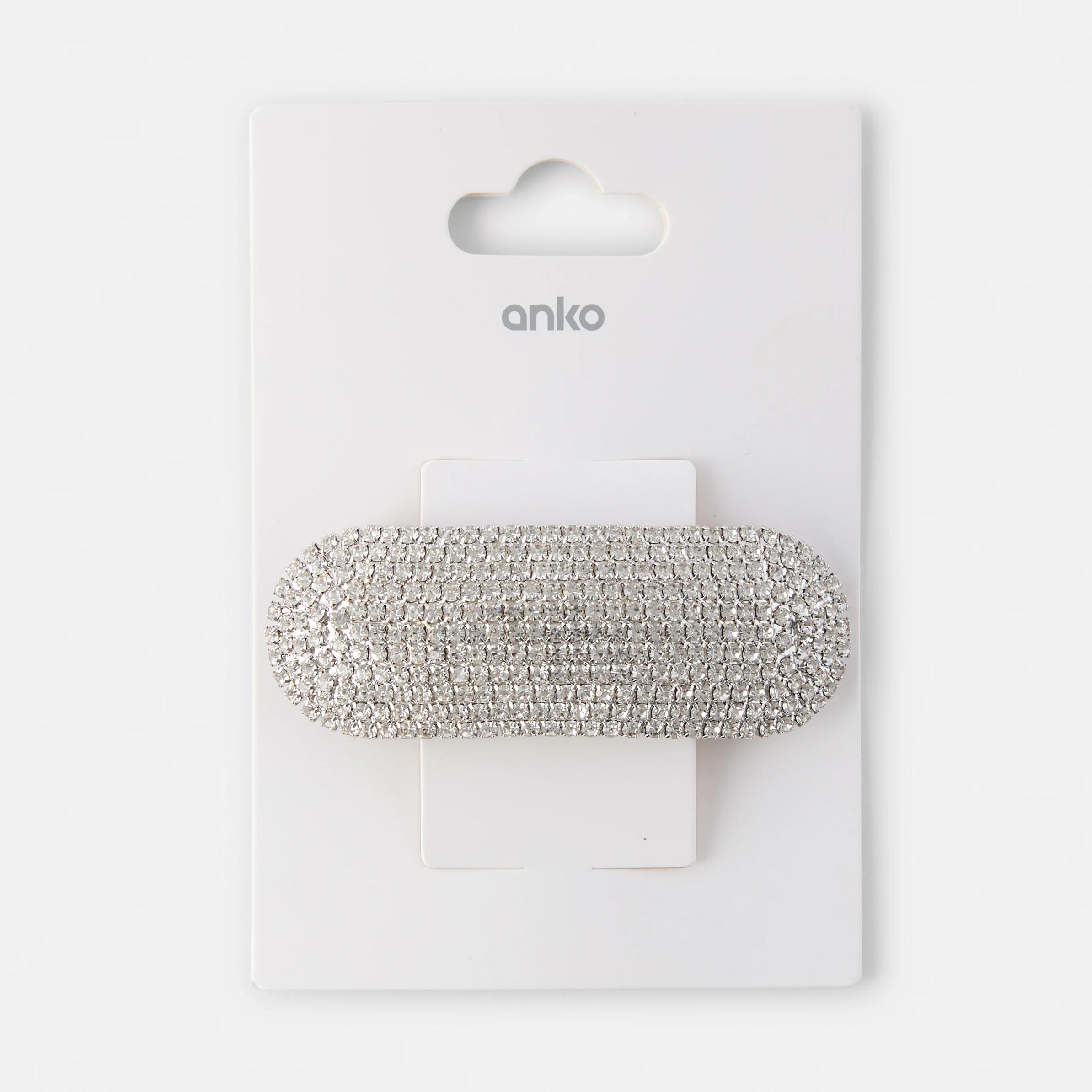 5 Silver Tone Diamante Sparkly Barrette Hair Clip Silver, 5 of 5